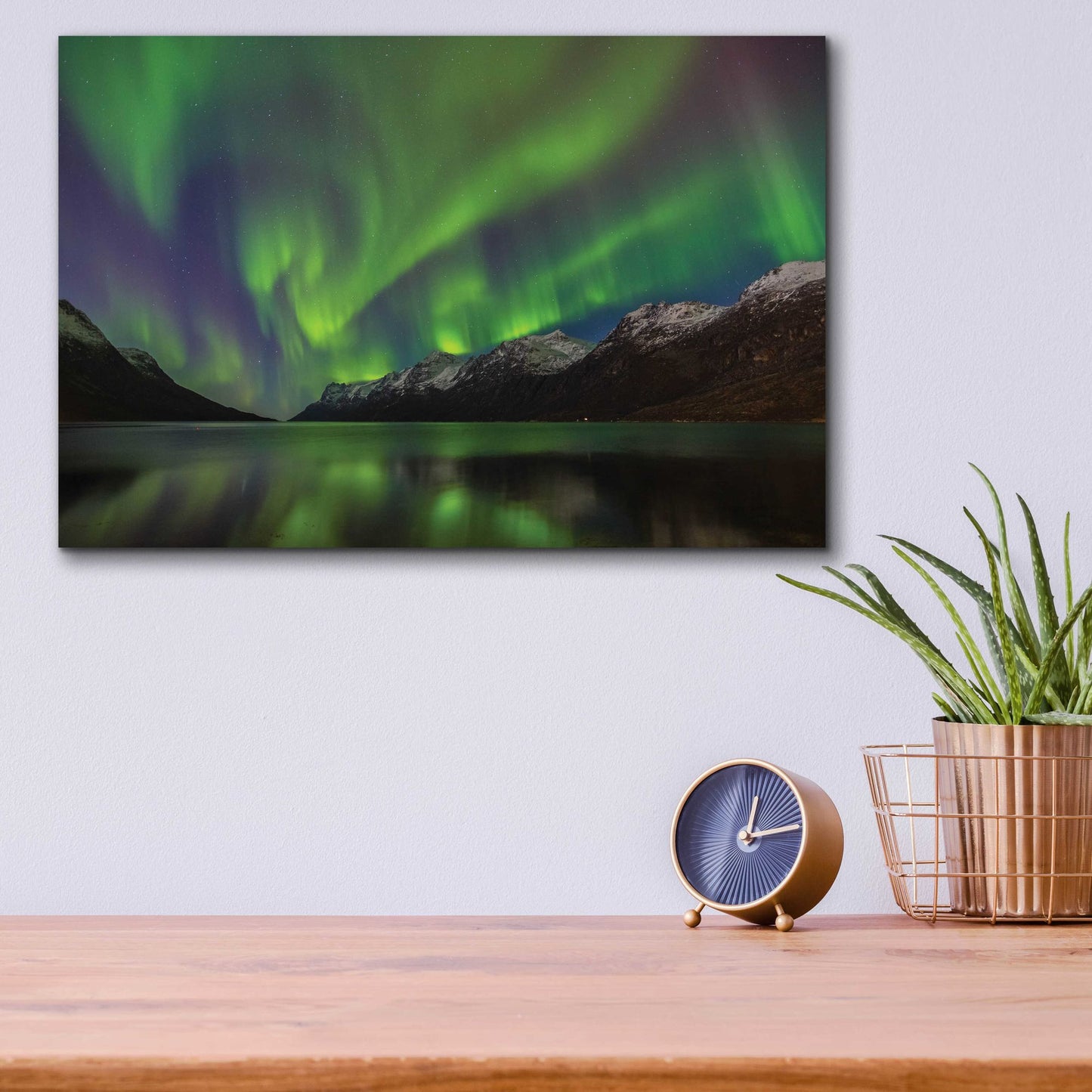 Epic Art 'Northern Lights In Ersfjorden' by Epic Portfolio, Acrylic Glass Wall Art,16x12