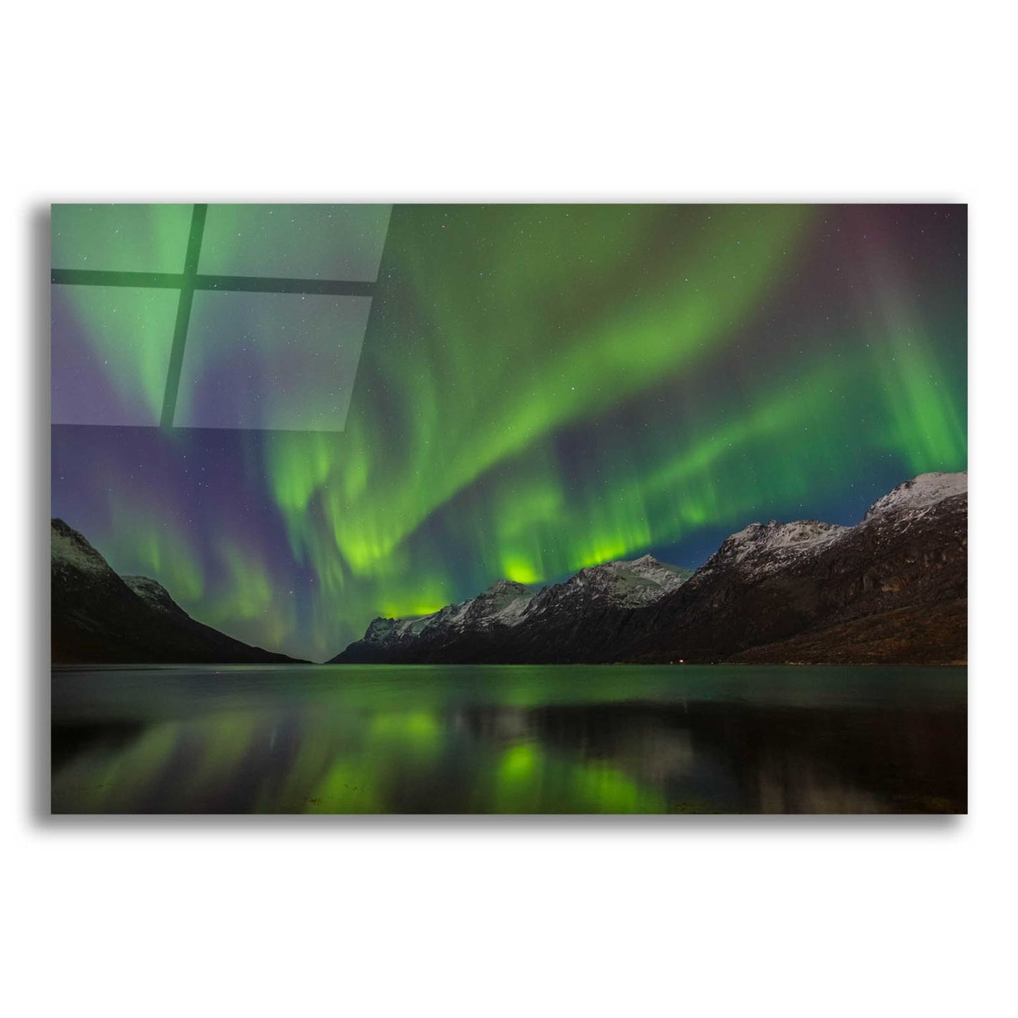 Epic Art 'Northern Lights In Ersfjorden' by Epic Portfolio, Acrylic Glass Wall Art,16x12