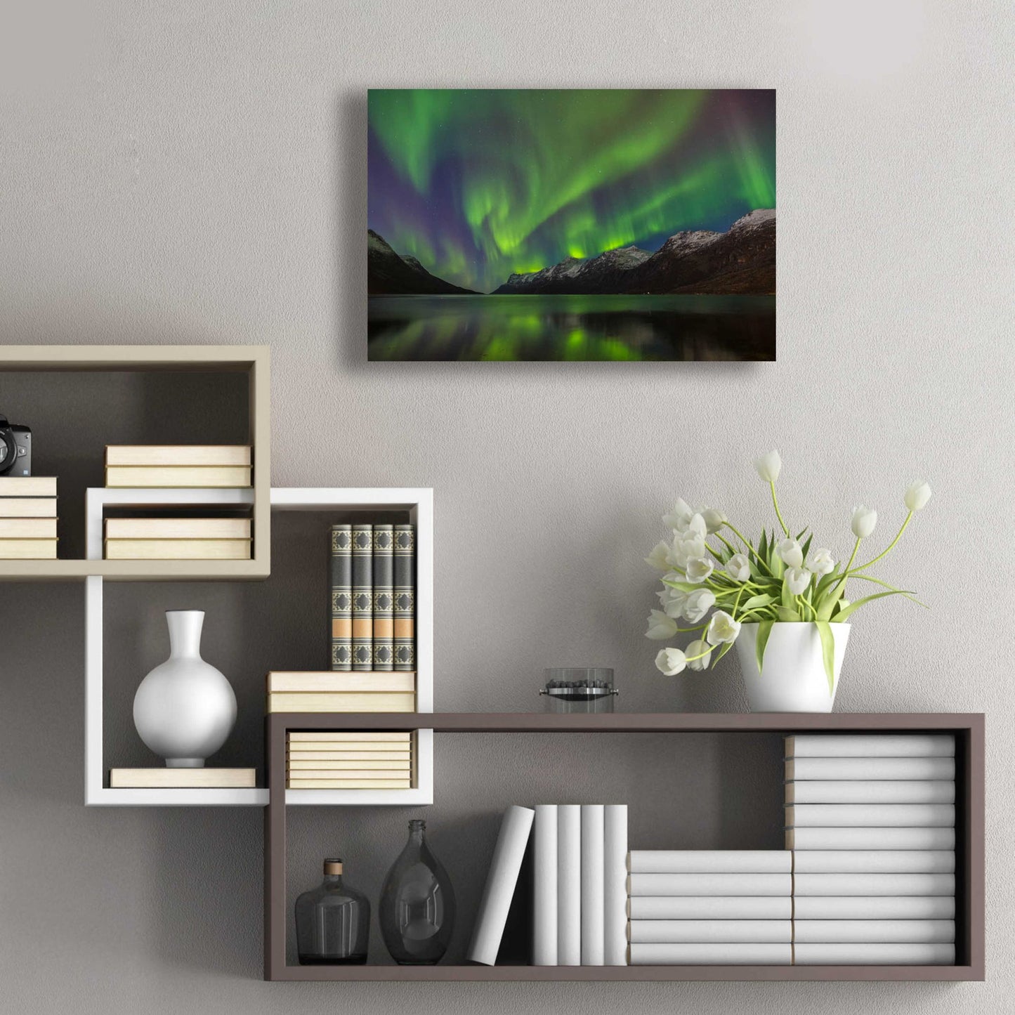 Epic Art 'Northern Lights In Ersfjorden' by Epic Portfolio, Acrylic Glass Wall Art,24x16