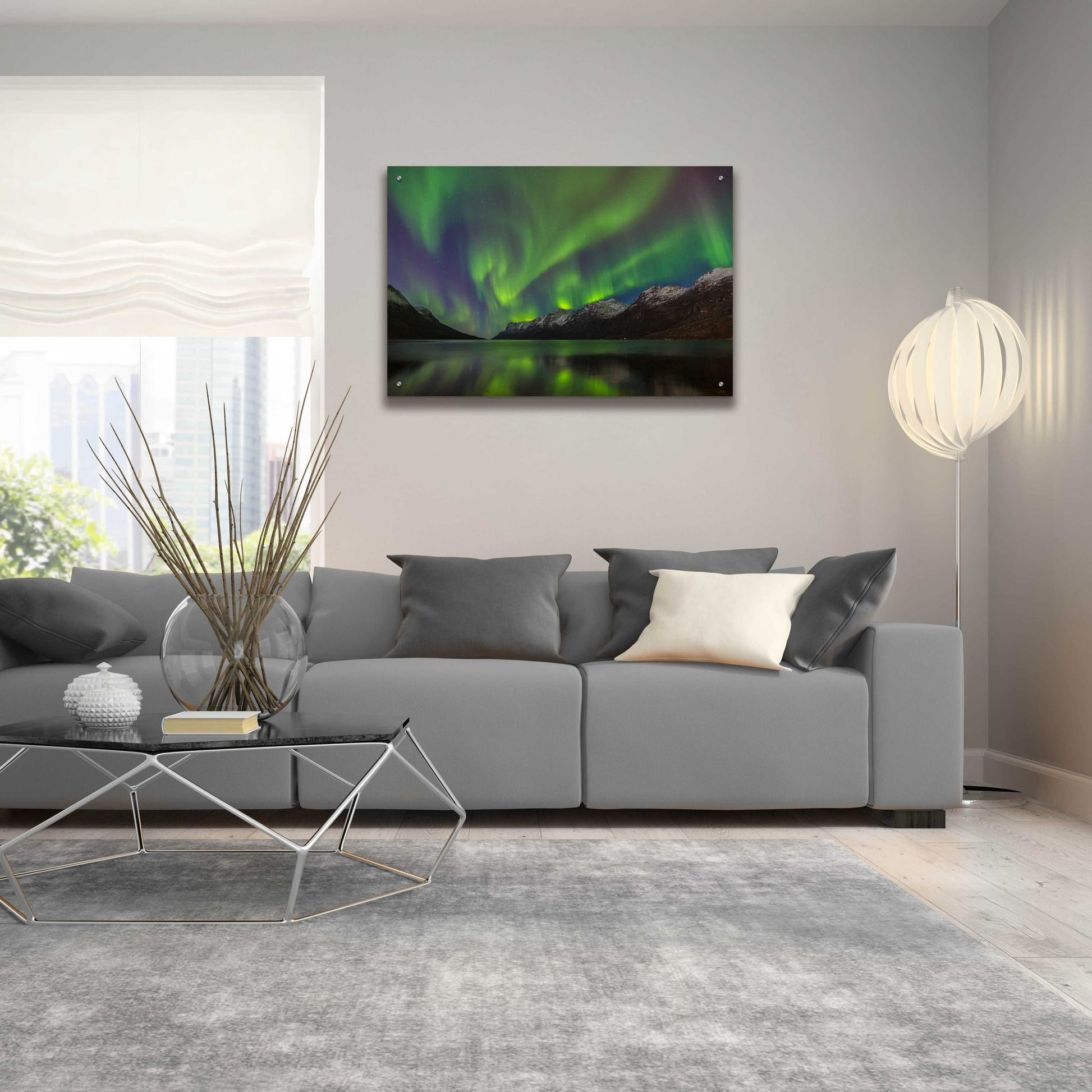 Epic Art 'Northern Lights In Ersfjorden' by Epic Portfolio, Acrylic Glass Wall Art,36x24