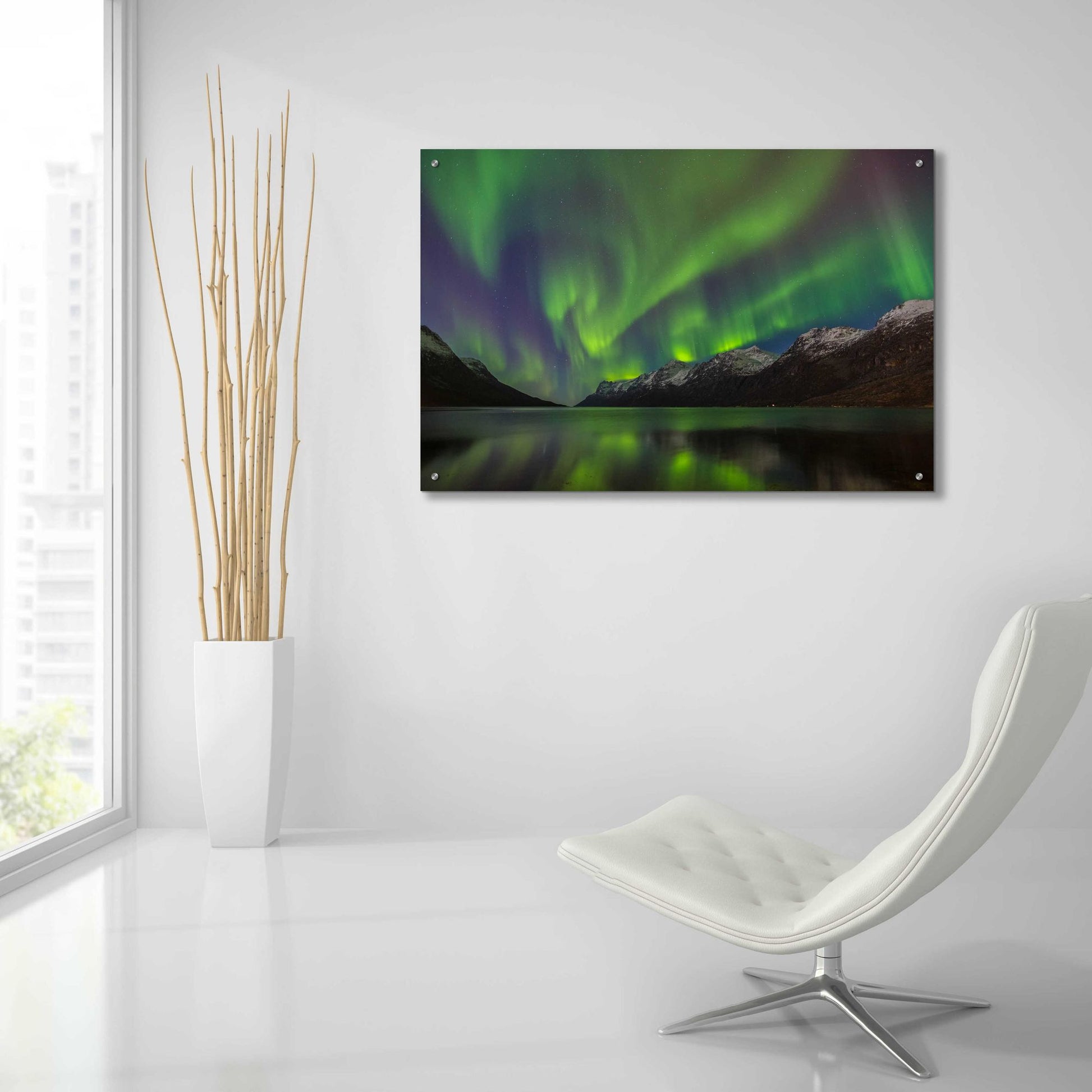 Epic Art 'Northern Lights In Ersfjorden' by Epic Portfolio, Acrylic Glass Wall Art,36x24