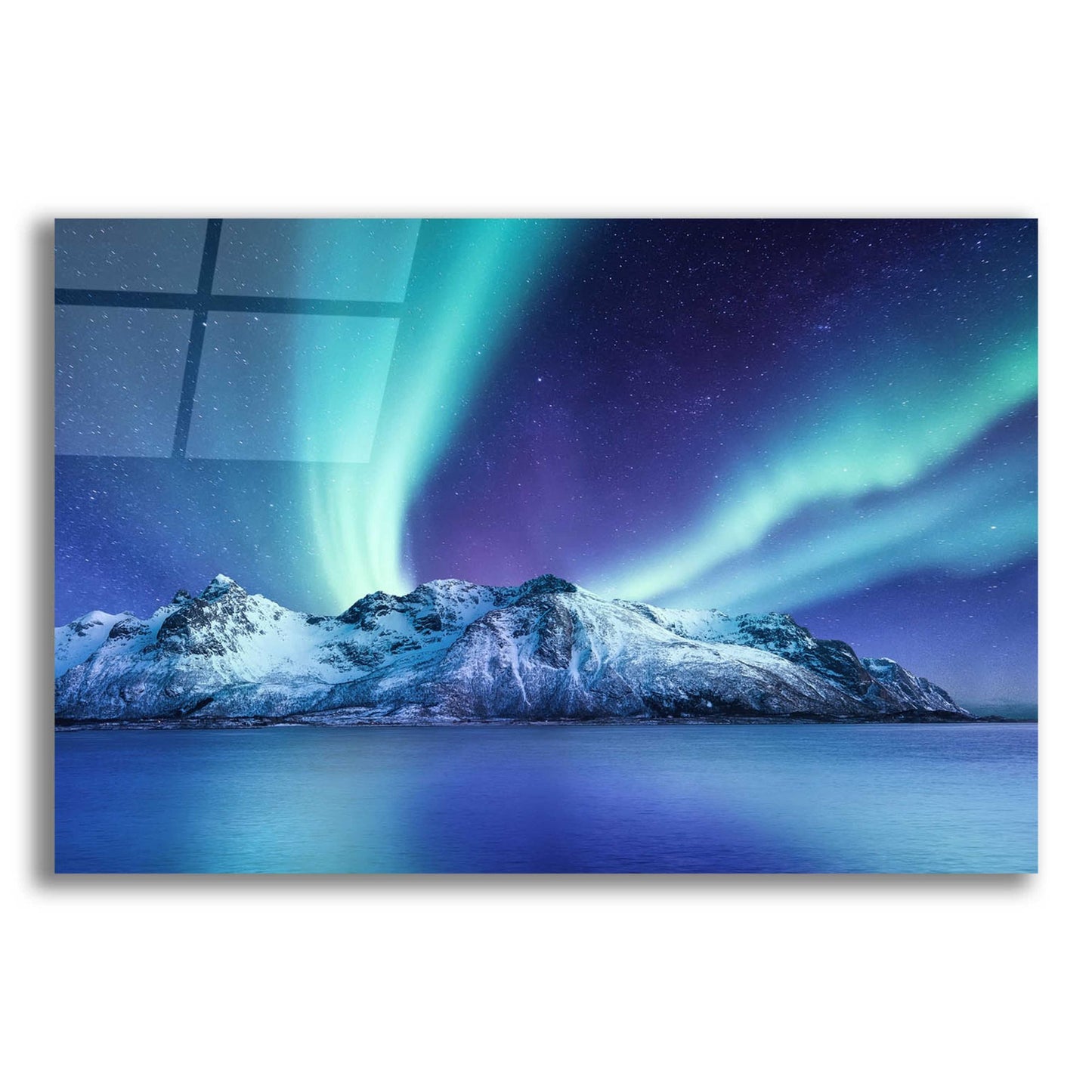 Epic Art 'Northern Lights In The Lofoten Islands Norway 1' by Epic Portfolio, Acrylic Glass Wall Art,16x12