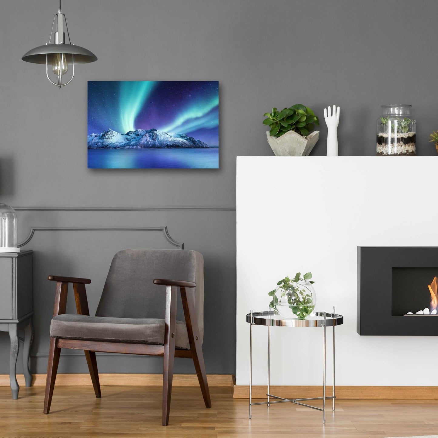 Epic Art 'Northern Lights In The Lofoten Islands Norway 1' by Epic Portfolio, Acrylic Glass Wall Art,24x16