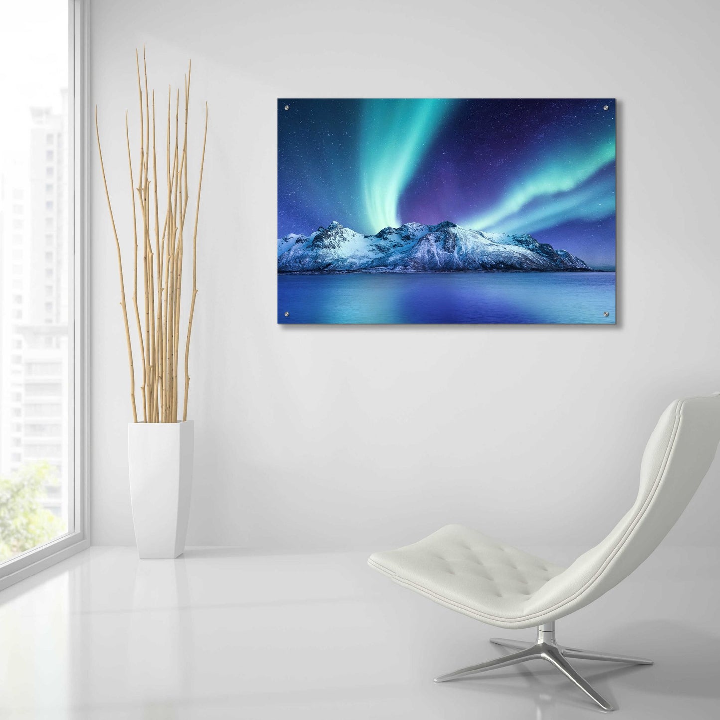 Epic Art 'Northern Lights In The Lofoten Islands Norway 1' by Epic Portfolio, Acrylic Glass Wall Art,36x24