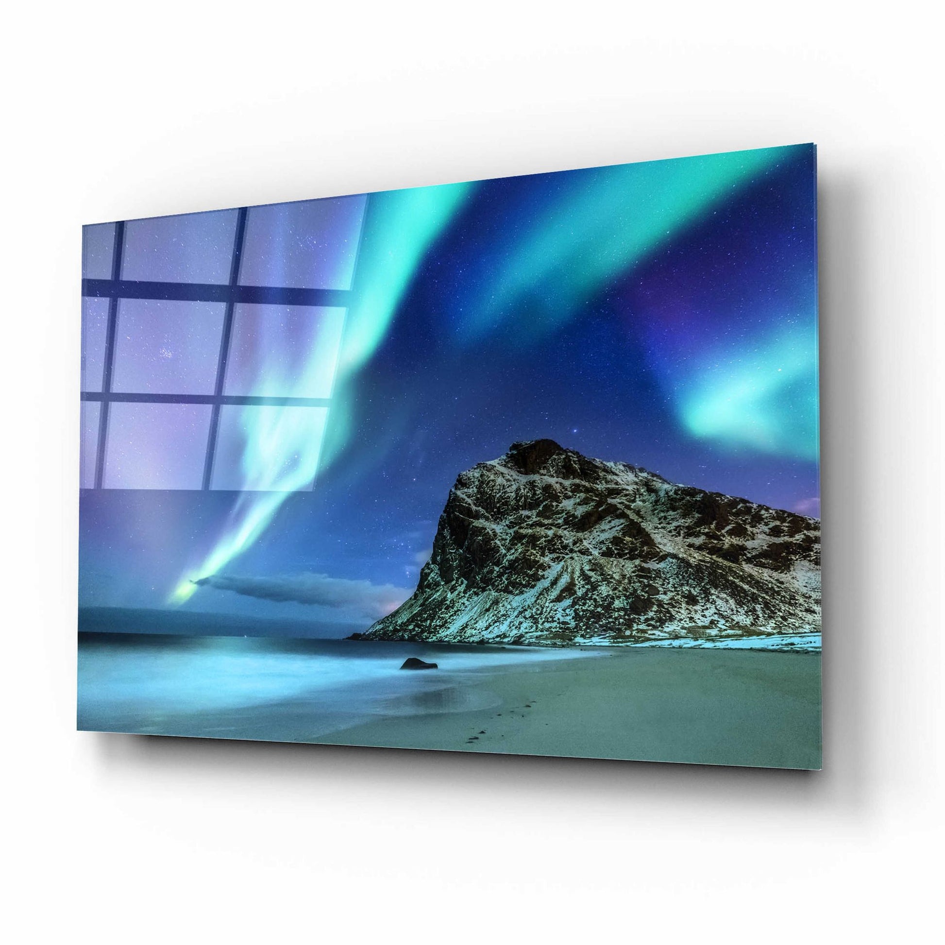 Epic Art 'Northern Lights In The Lofoten Islands Norway 2' by Epic Portfolio, Acrylic Glass Wall Art,16x12