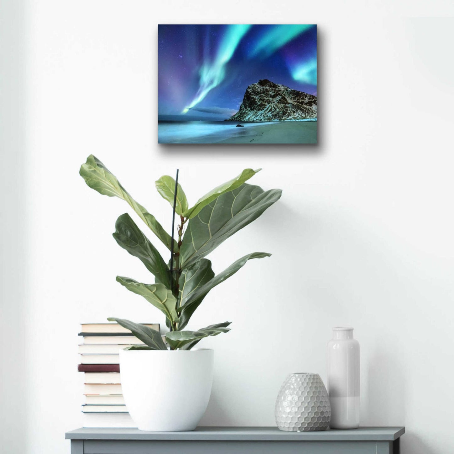 Epic Art 'Northern Lights In The Lofoten Islands Norway 2' by Epic Portfolio, Acrylic Glass Wall Art,16x12