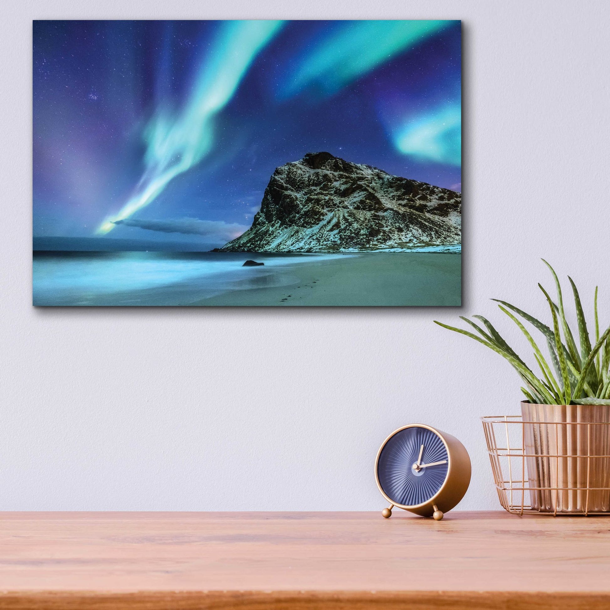 Epic Art 'Northern Lights In The Lofoten Islands Norway 2' by Epic Portfolio, Acrylic Glass Wall Art,16x12