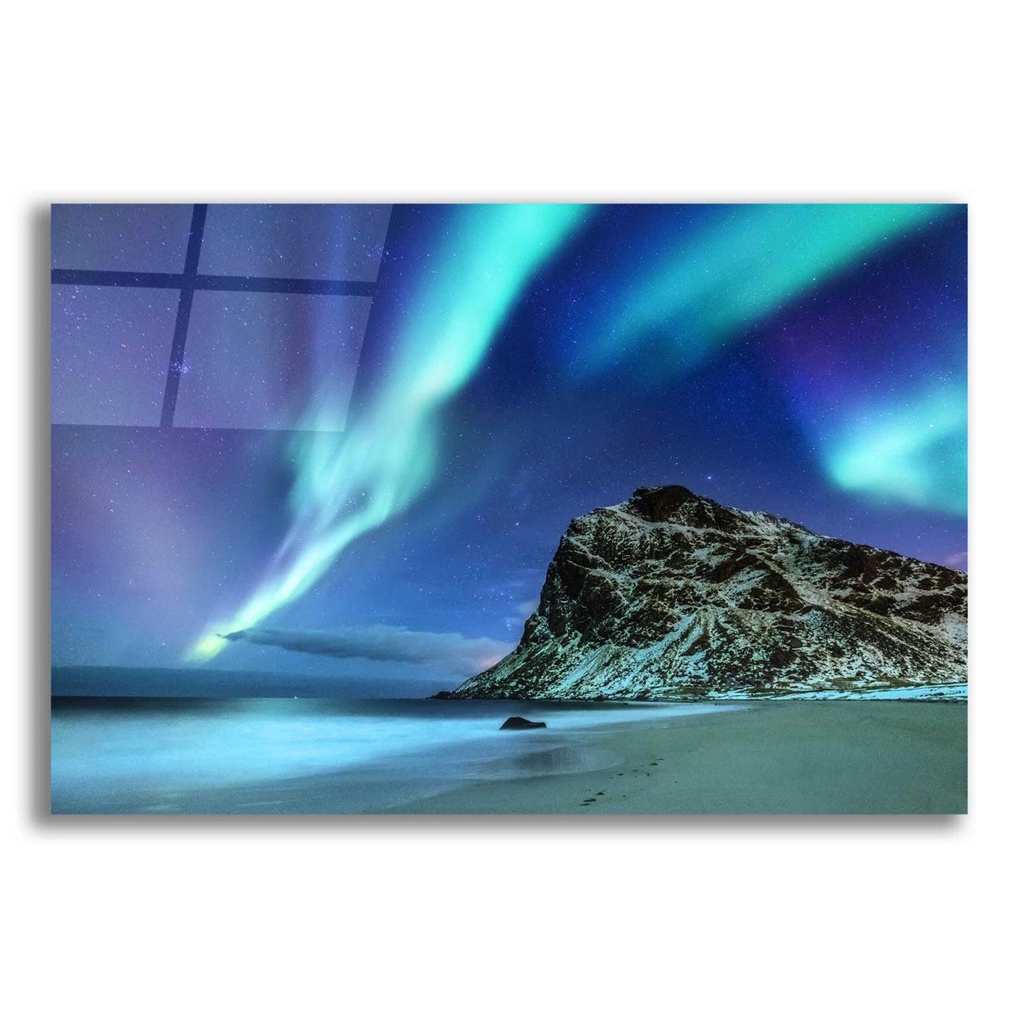 Epic Art 'Northern Lights In The Lofoten Islands Norway 2' by Epic Portfolio, Acrylic Glass Wall Art,16x12