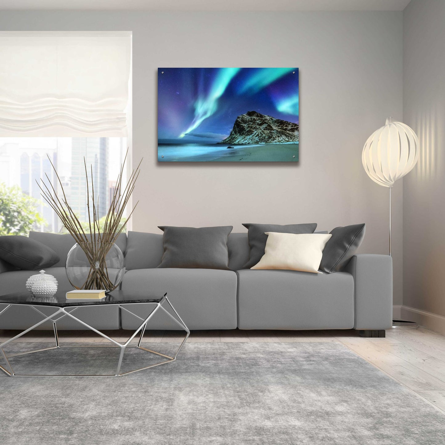 Epic Art 'Northern Lights In The Lofoten Islands Norway 2' by Epic Portfolio, Acrylic Glass Wall Art,36x24