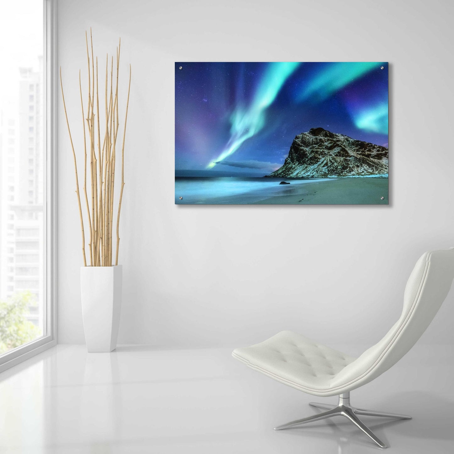 Epic Art 'Northern Lights In The Lofoten Islands Norway 2' by Epic Portfolio, Acrylic Glass Wall Art,36x24