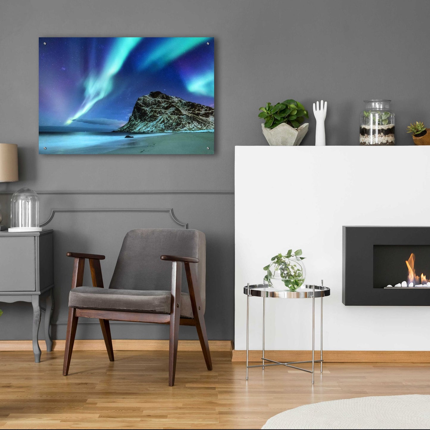 Epic Art 'Northern Lights In The Lofoten Islands Norway 2' by Epic Portfolio, Acrylic Glass Wall Art,36x24