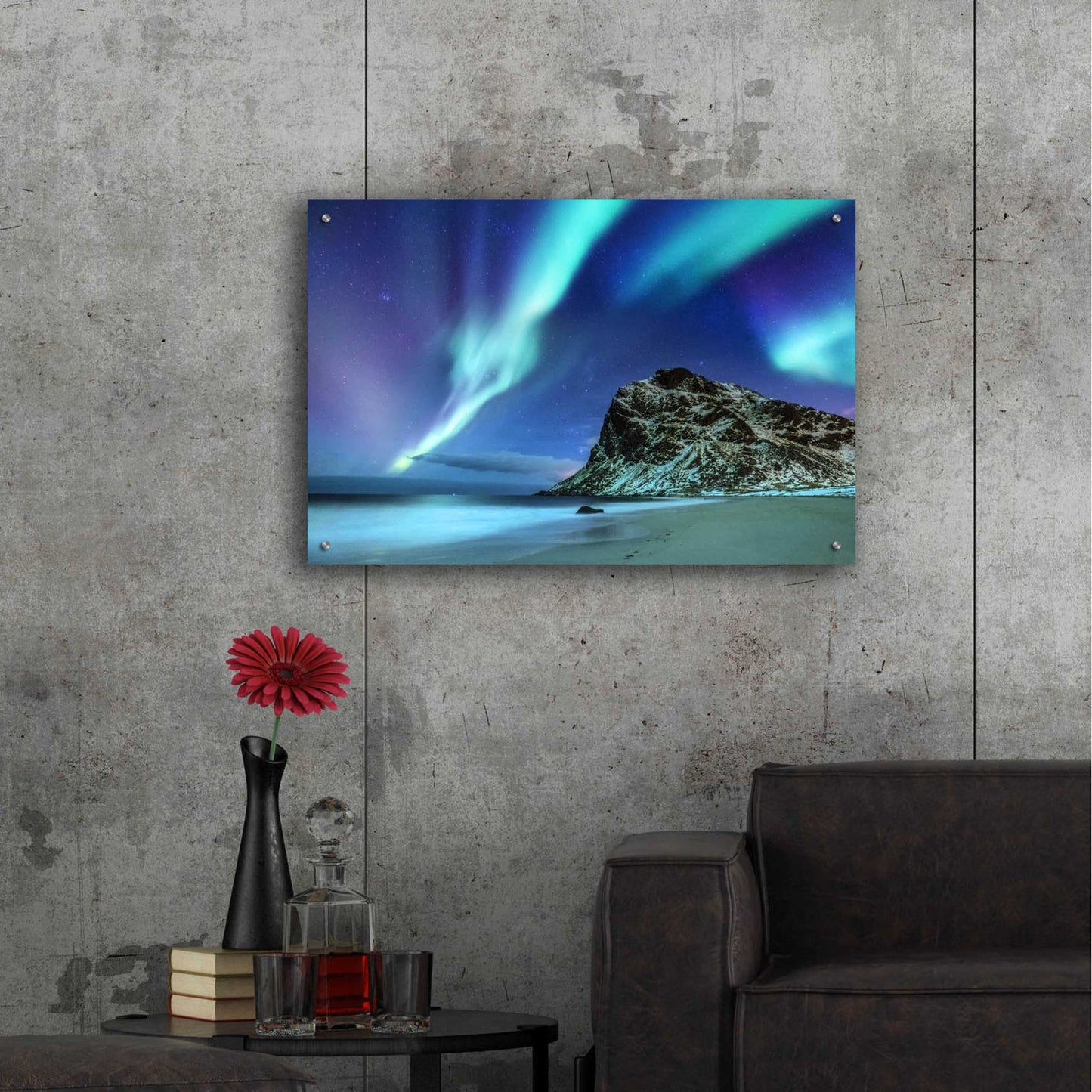 Epic Art 'Northern Lights In The Lofoten Islands Norway 2' by Epic Portfolio, Acrylic Glass Wall Art,36x24