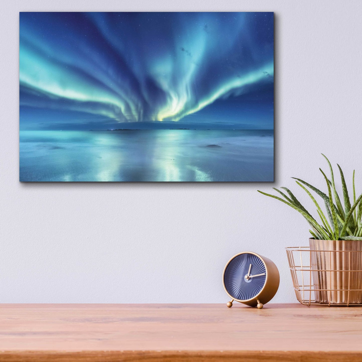 Epic Art 'Northern Lights In The Lofoten Islands Norway 3' by Epic Portfolio, Acrylic Glass Wall Art,16x12