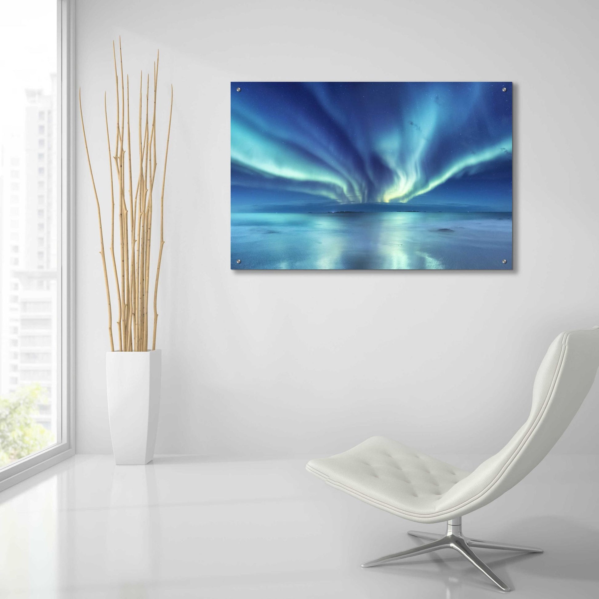 Epic Art 'Northern Lights In The Lofoten Islands Norway 3' by Epic Portfolio, Acrylic Glass Wall Art,36x24