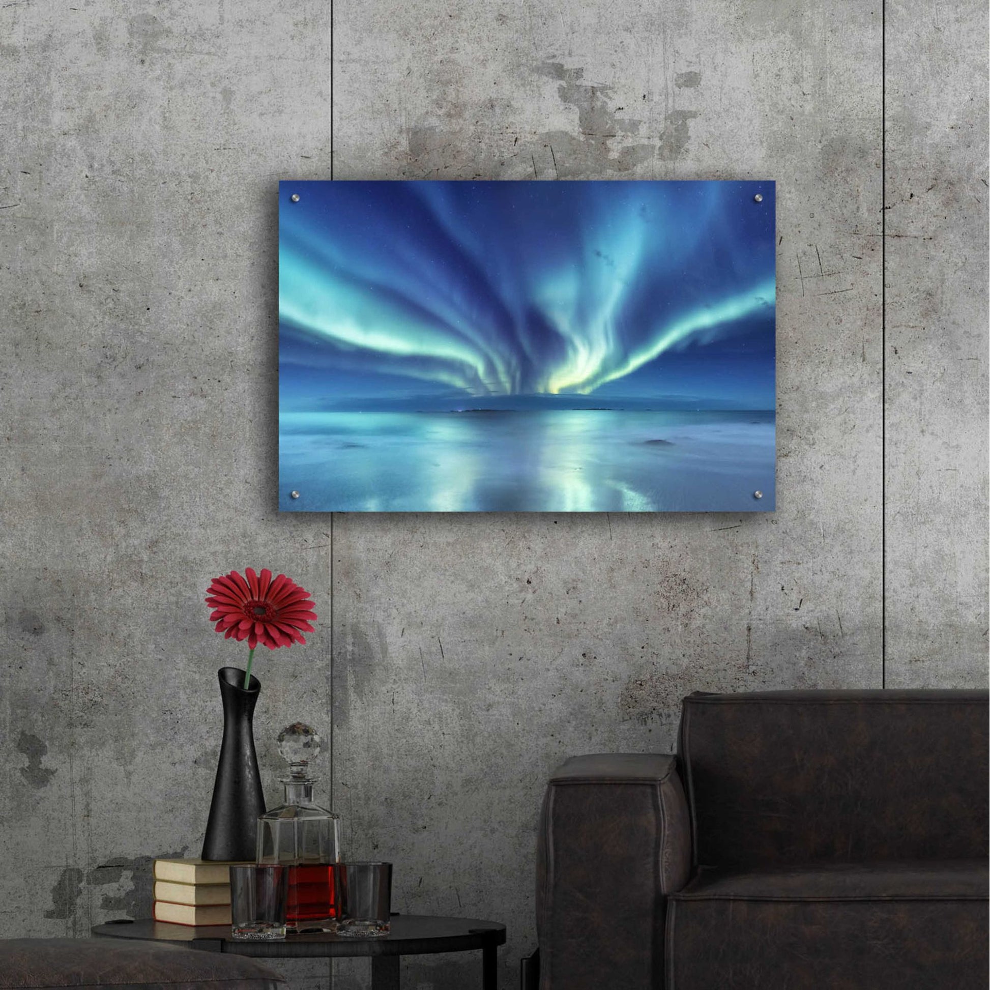 Epic Art 'Northern Lights In The Lofoten Islands Norway 3' by Epic Portfolio, Acrylic Glass Wall Art,36x24