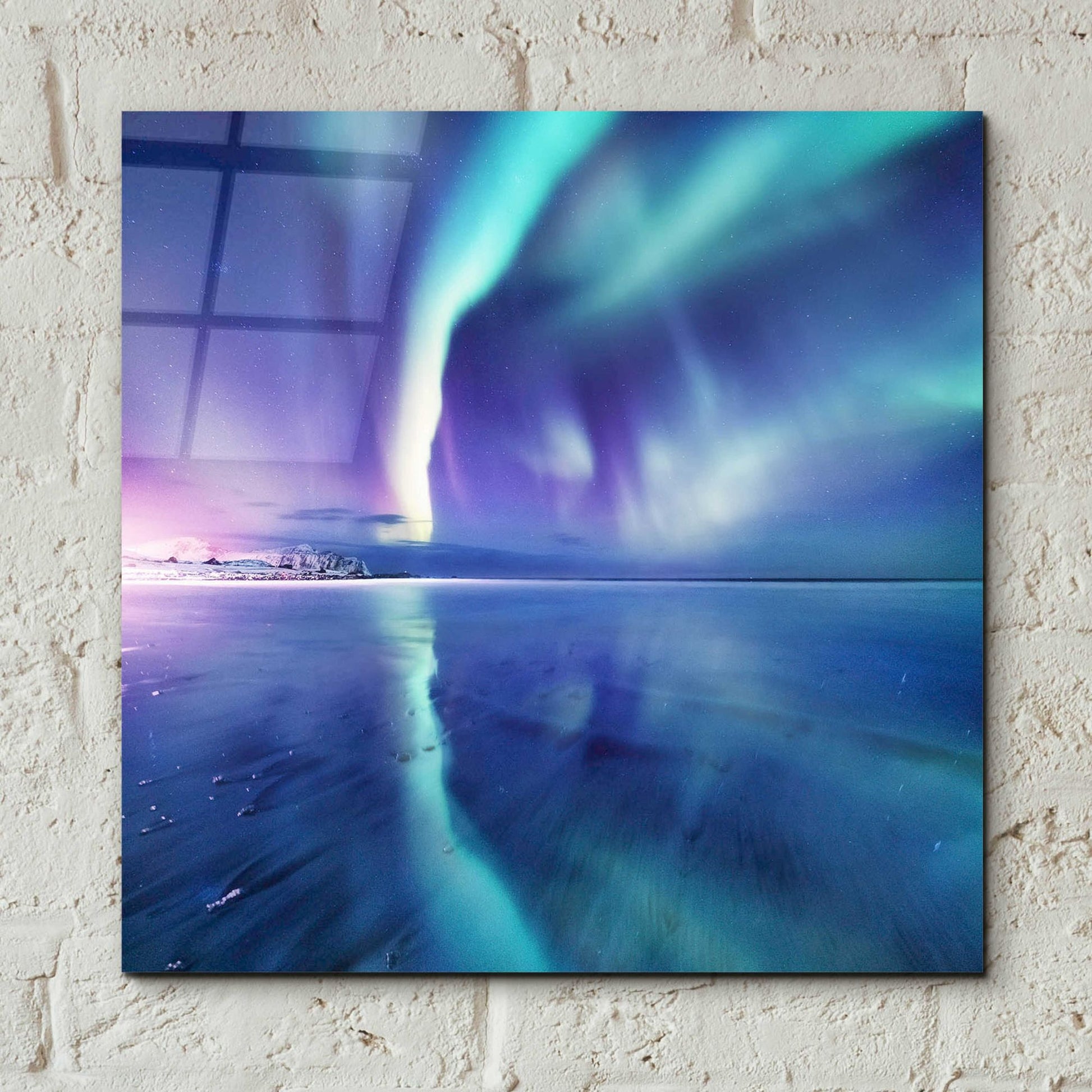 Epic Art 'Northern Lights In The Lofoten Islands Norway 4' by Epic Portfolio, Acrylic Glass Wall Art,12x12