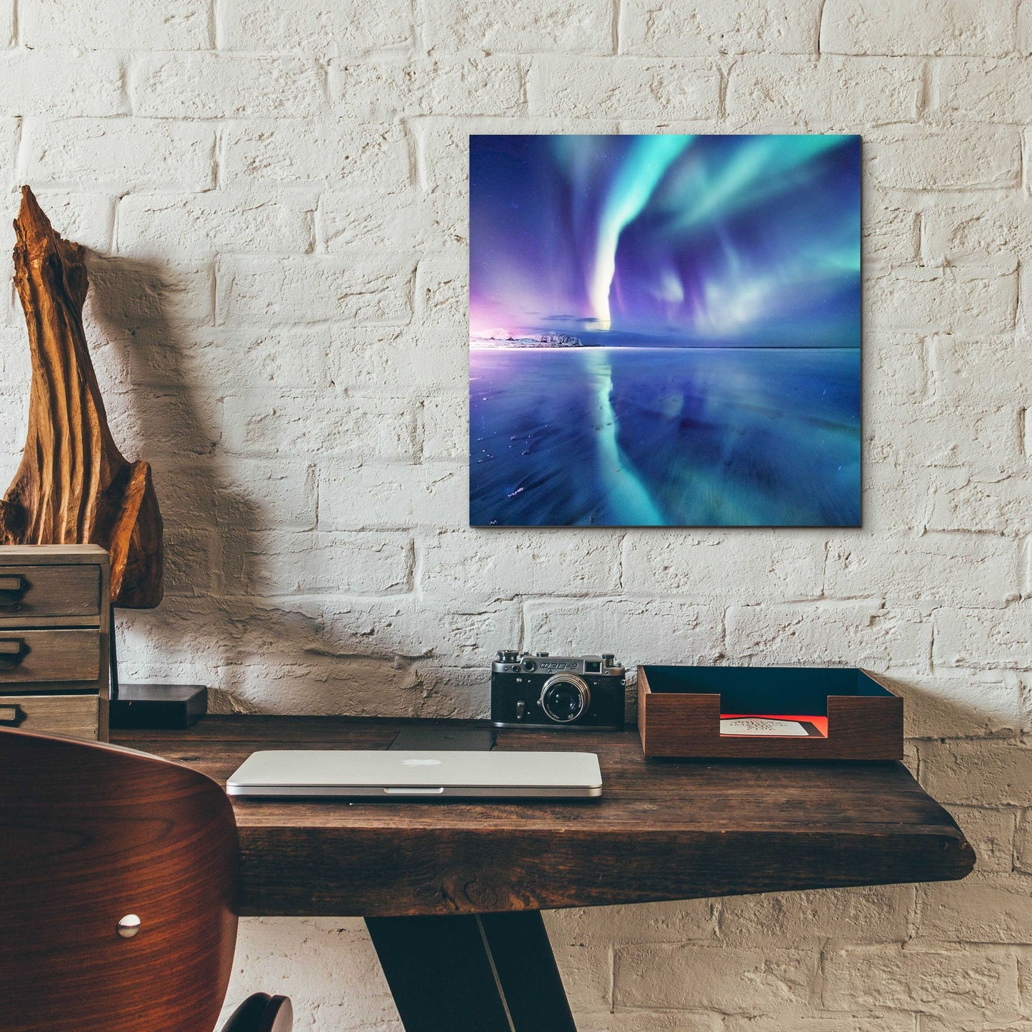 Epic Art 'Northern Lights In The Lofoten Islands Norway 4' by Epic Portfolio, Acrylic Glass Wall Art,12x12