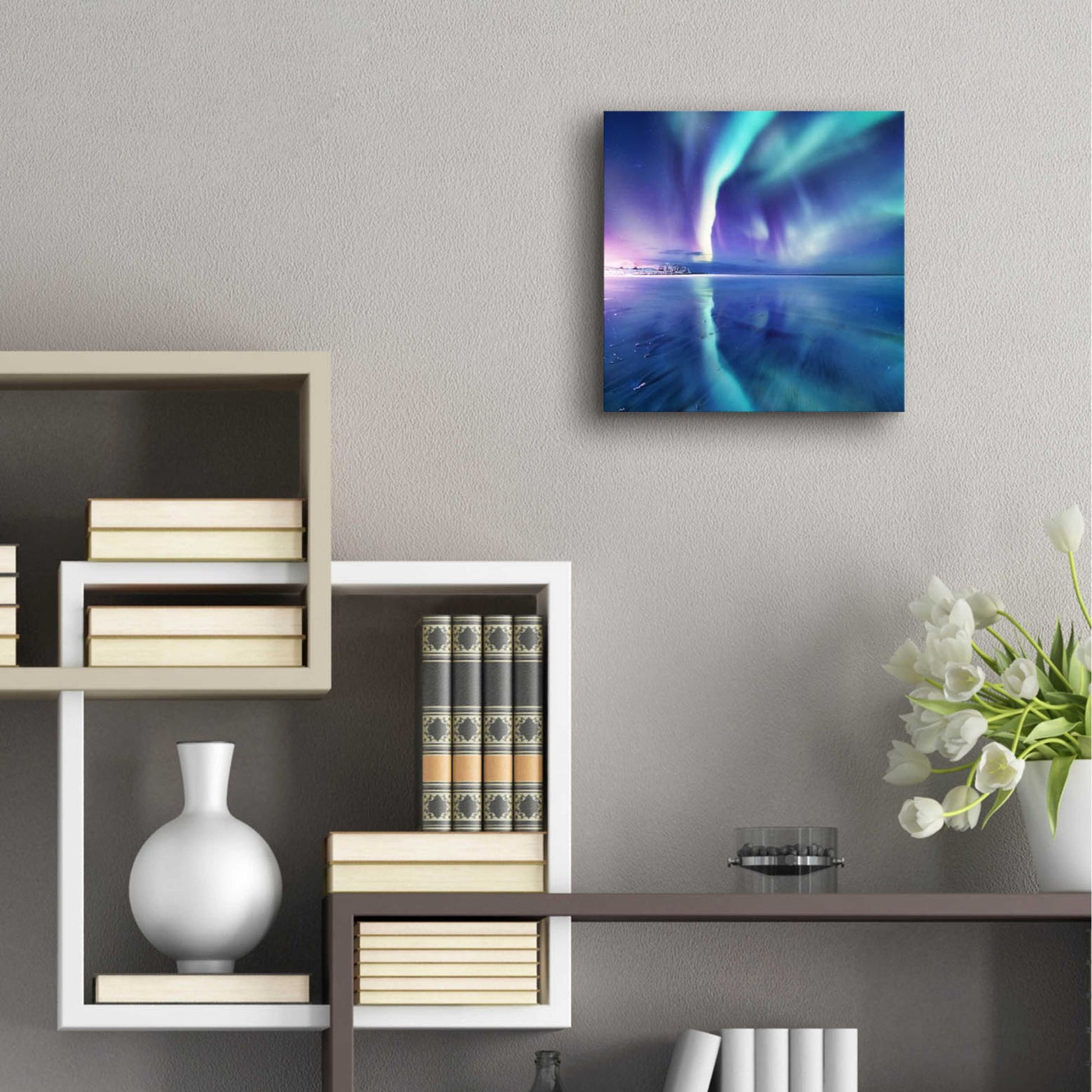 Epic Art 'Northern Lights In The Lofoten Islands Norway 4' by Epic Portfolio, Acrylic Glass Wall Art,12x12