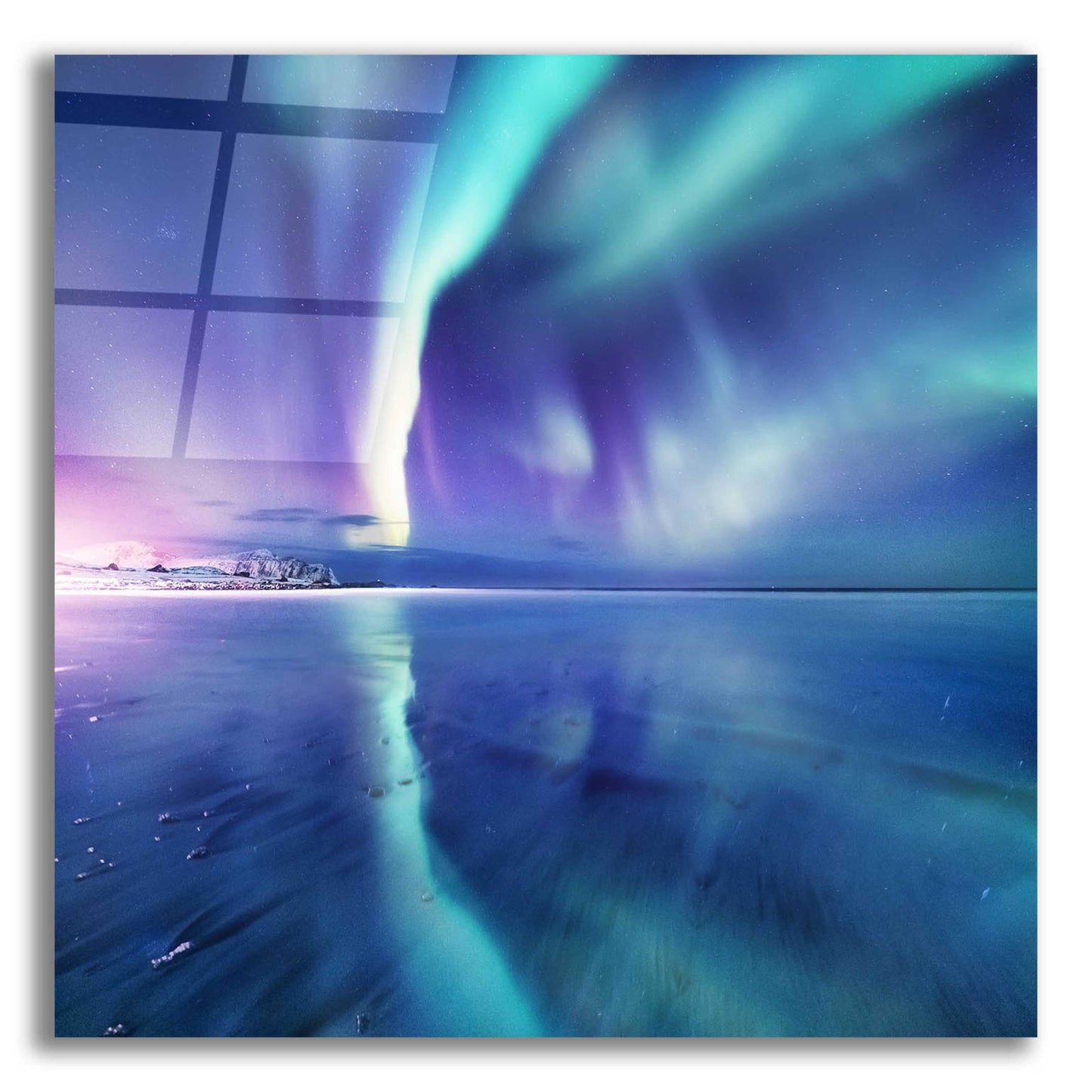 Epic Art 'Northern Lights In The Lofoten Islands Norway 4' by Epic Portfolio, Acrylic Glass Wall Art,12x12