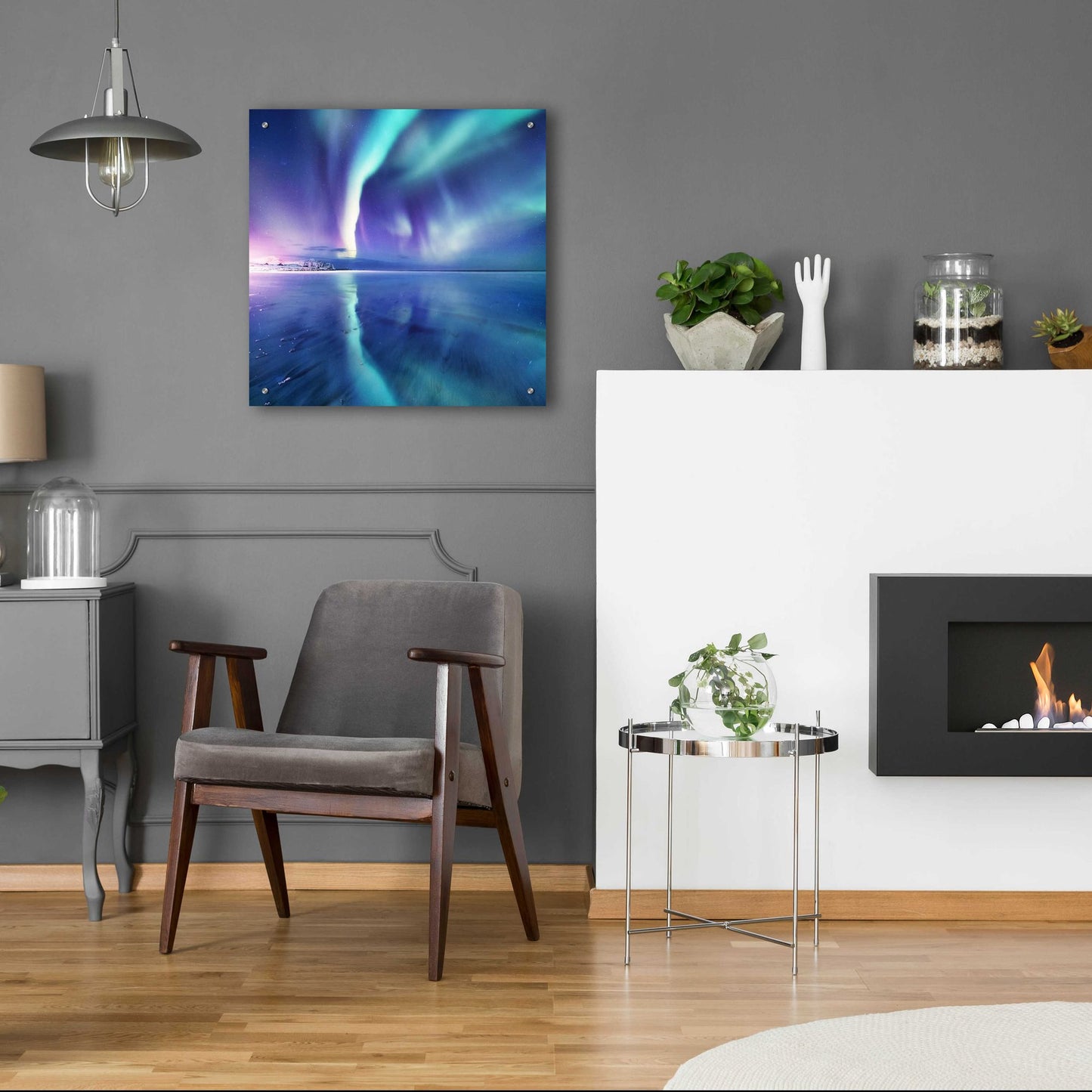 Epic Art 'Northern Lights In The Lofoten Islands Norway 4' by Epic Portfolio, Acrylic Glass Wall Art,24x24