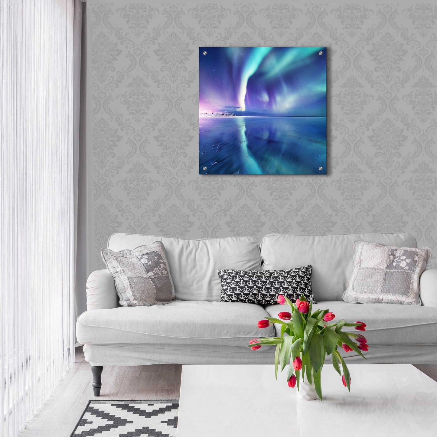 Epic Art 'Northern Lights In The Lofoten Islands Norway 4' by Epic Portfolio, Acrylic Glass Wall Art,24x24