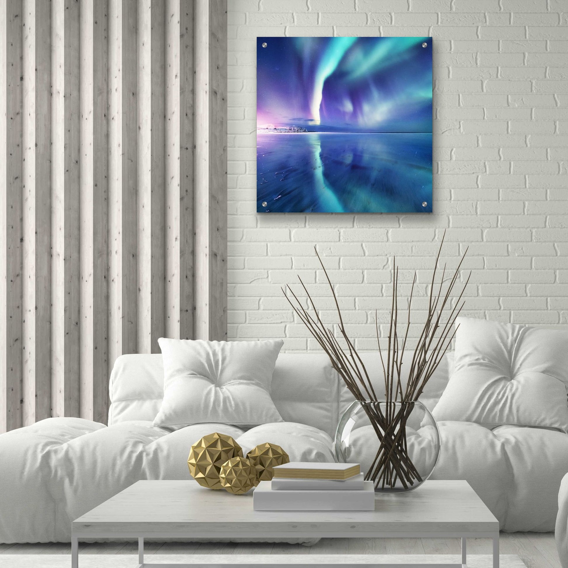 Epic Art 'Northern Lights In The Lofoten Islands Norway 4' by Epic Portfolio, Acrylic Glass Wall Art,24x24