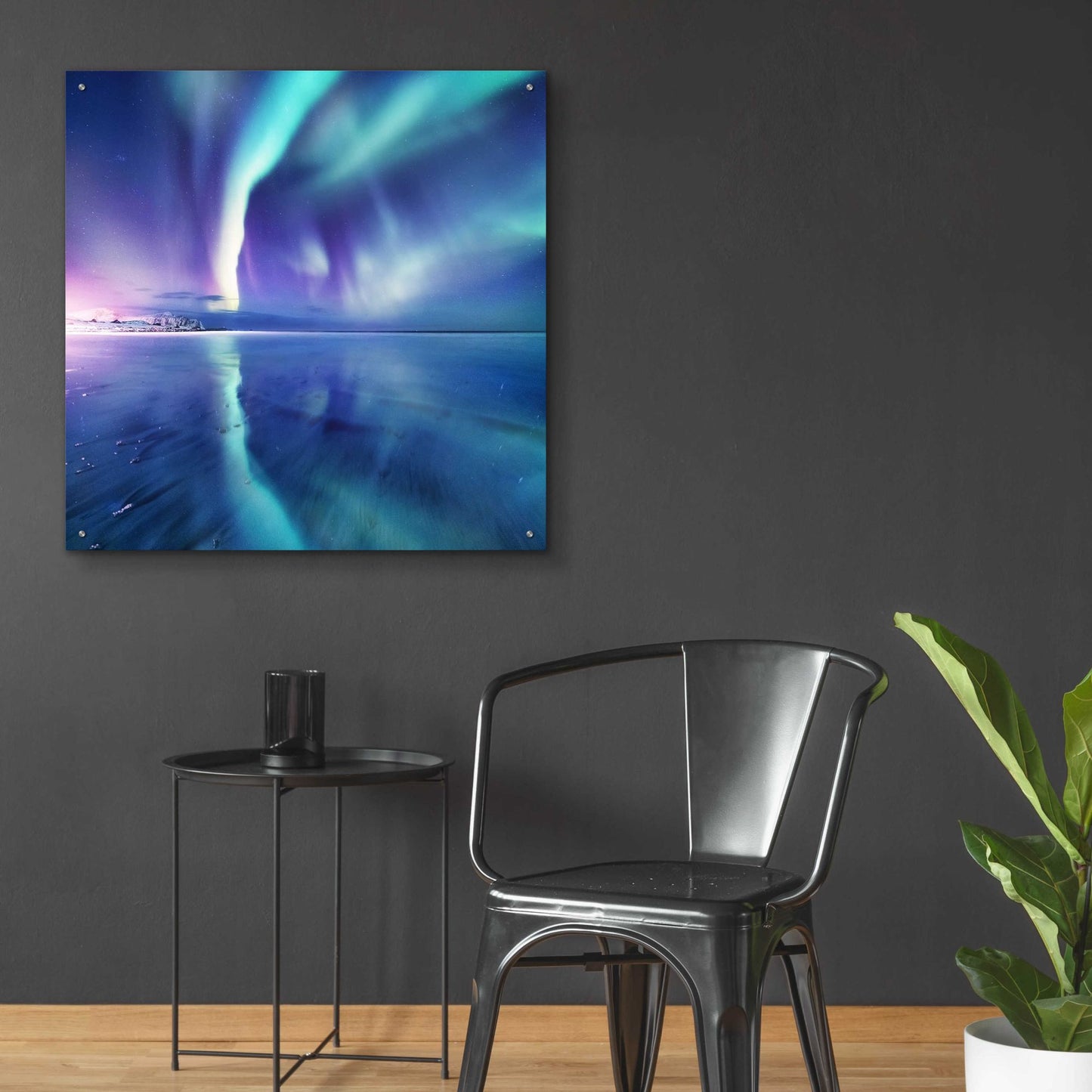 Epic Art 'Northern Lights In The Lofoten Islands Norway 4' by Epic Portfolio, Acrylic Glass Wall Art,36x36