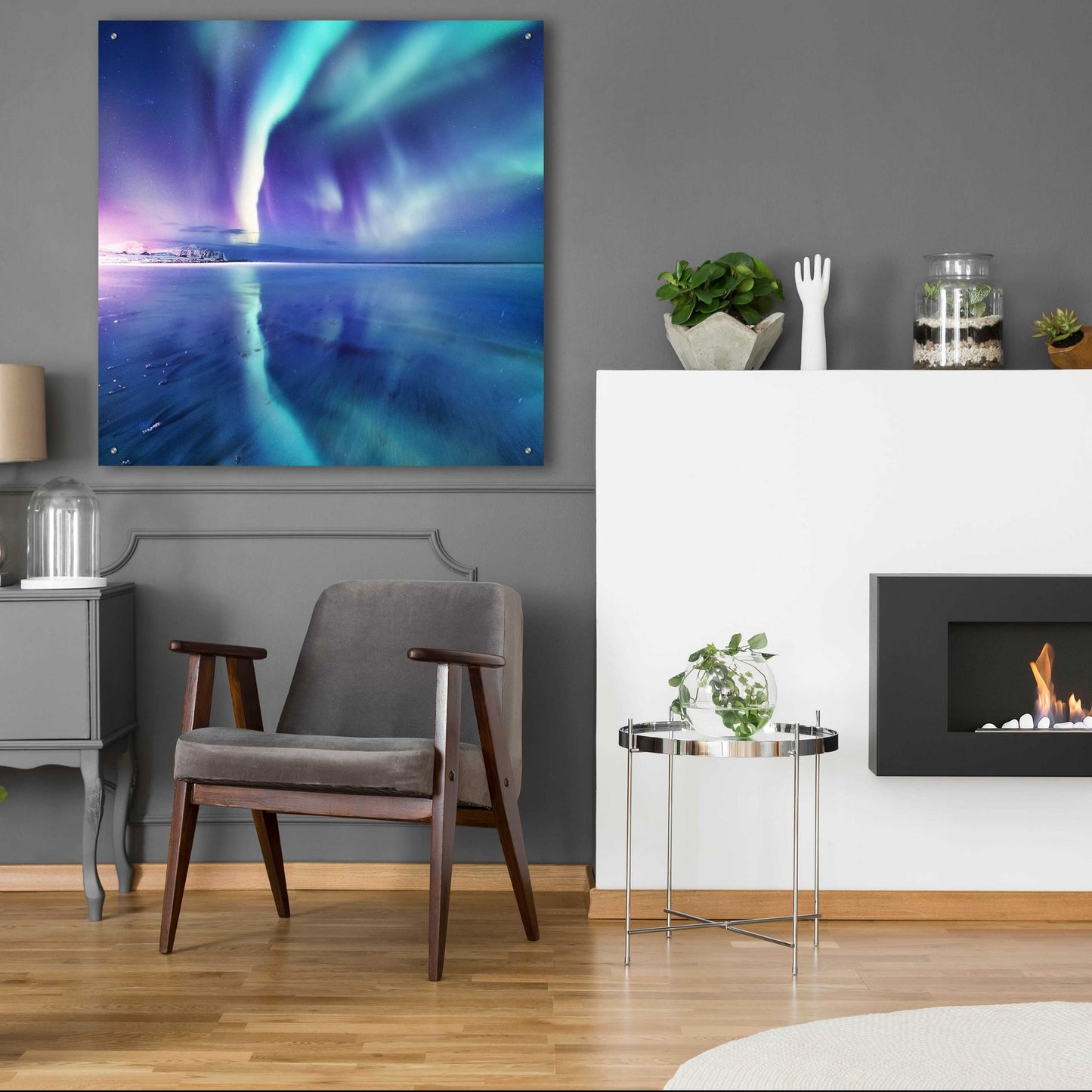 Epic Art 'Northern Lights In The Lofoten Islands Norway 4' by Epic Portfolio, Acrylic Glass Wall Art,36x36