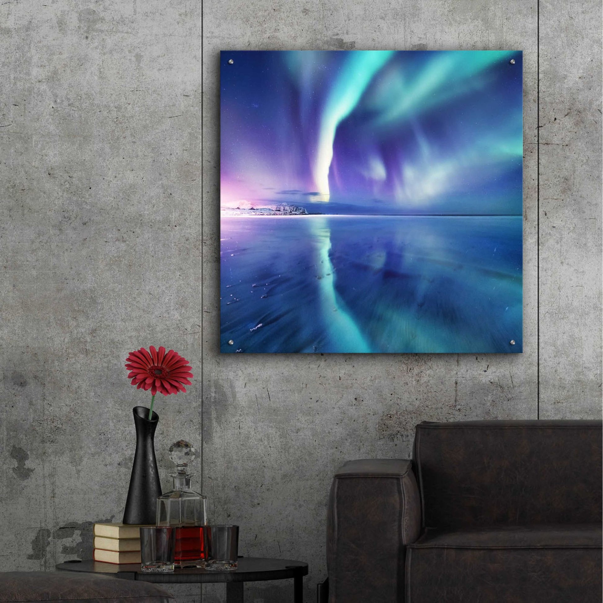 Epic Art 'Northern Lights In The Lofoten Islands Norway 4' by Epic Portfolio, Acrylic Glass Wall Art,36x36