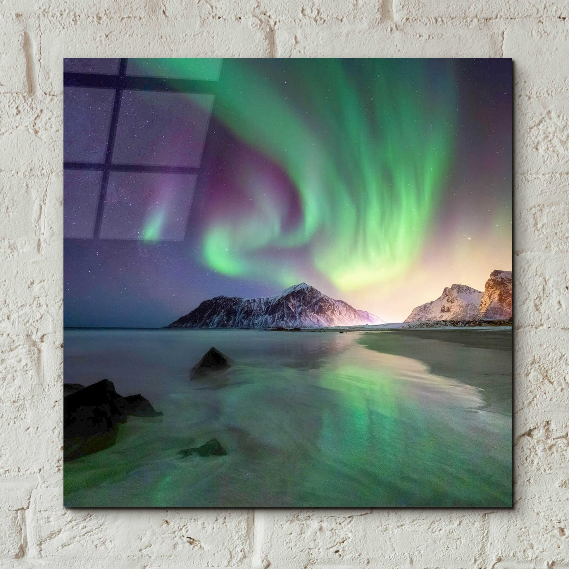 Epic Art 'Northern Lights In The Lofoten Islands Norway 5' by Epic Portfolio, Acrylic Glass Wall Art,12x12