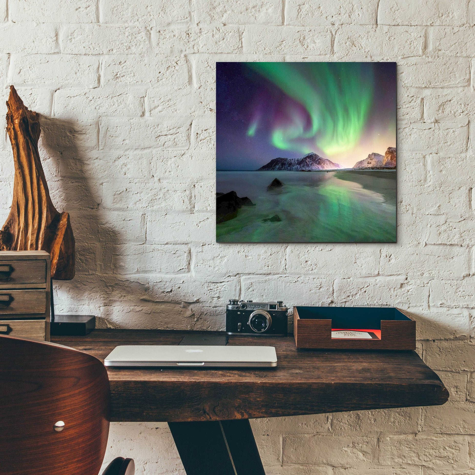 Epic Art 'Northern Lights In The Lofoten Islands Norway 5' by Epic Portfolio, Acrylic Glass Wall Art,12x12