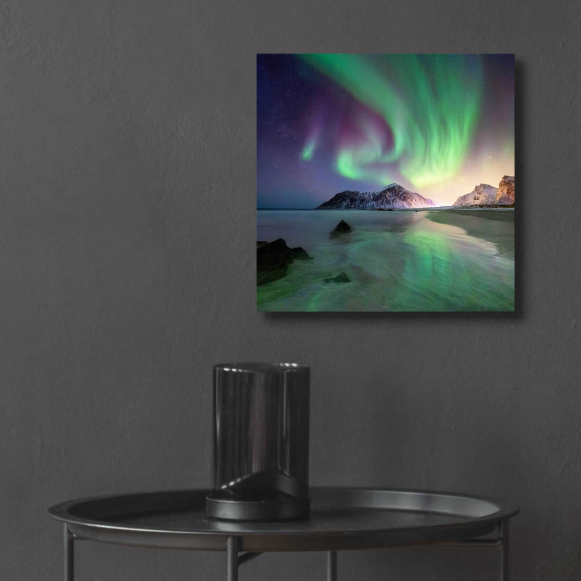 Epic Art 'Northern Lights In The Lofoten Islands Norway 5' by Epic Portfolio, Acrylic Glass Wall Art,12x12