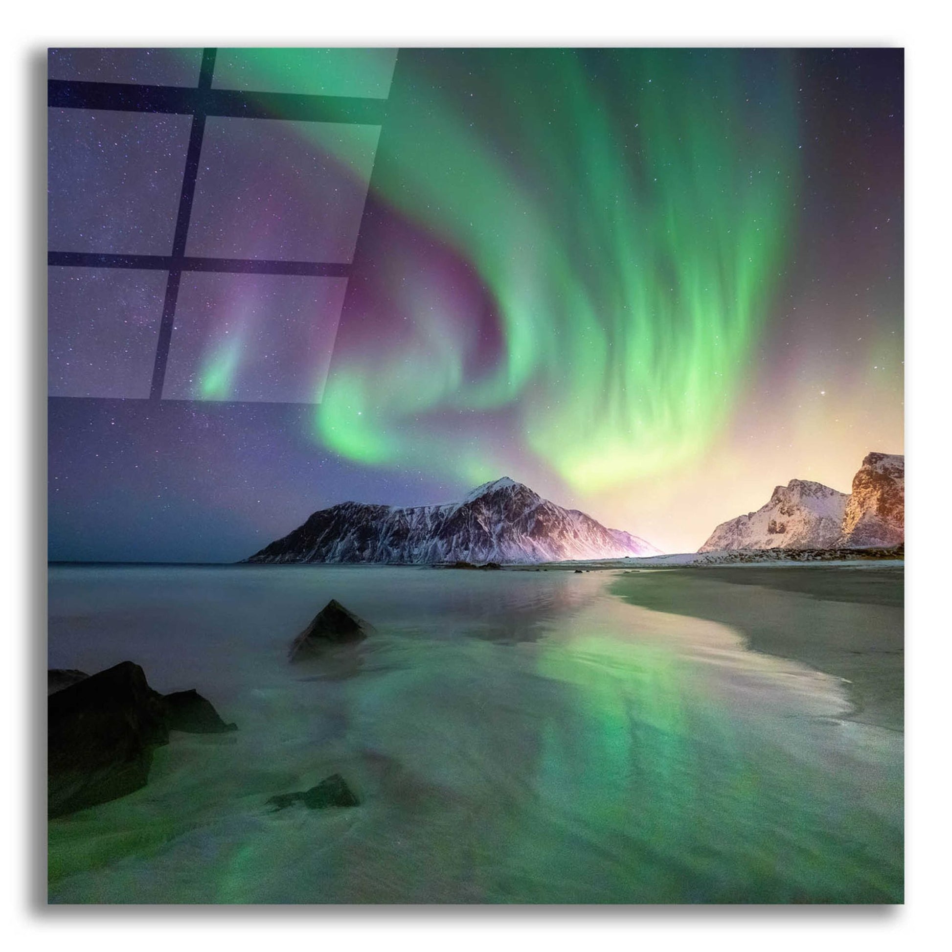 Epic Art 'Northern Lights In The Lofoten Islands Norway 5' by Epic Portfolio, Acrylic Glass Wall Art,12x12