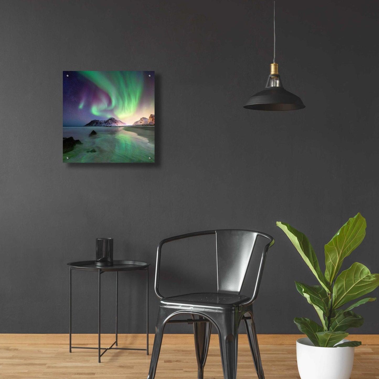 Epic Art 'Northern Lights In The Lofoten Islands Norway 5' by Epic Portfolio, Acrylic Glass Wall Art,24x24