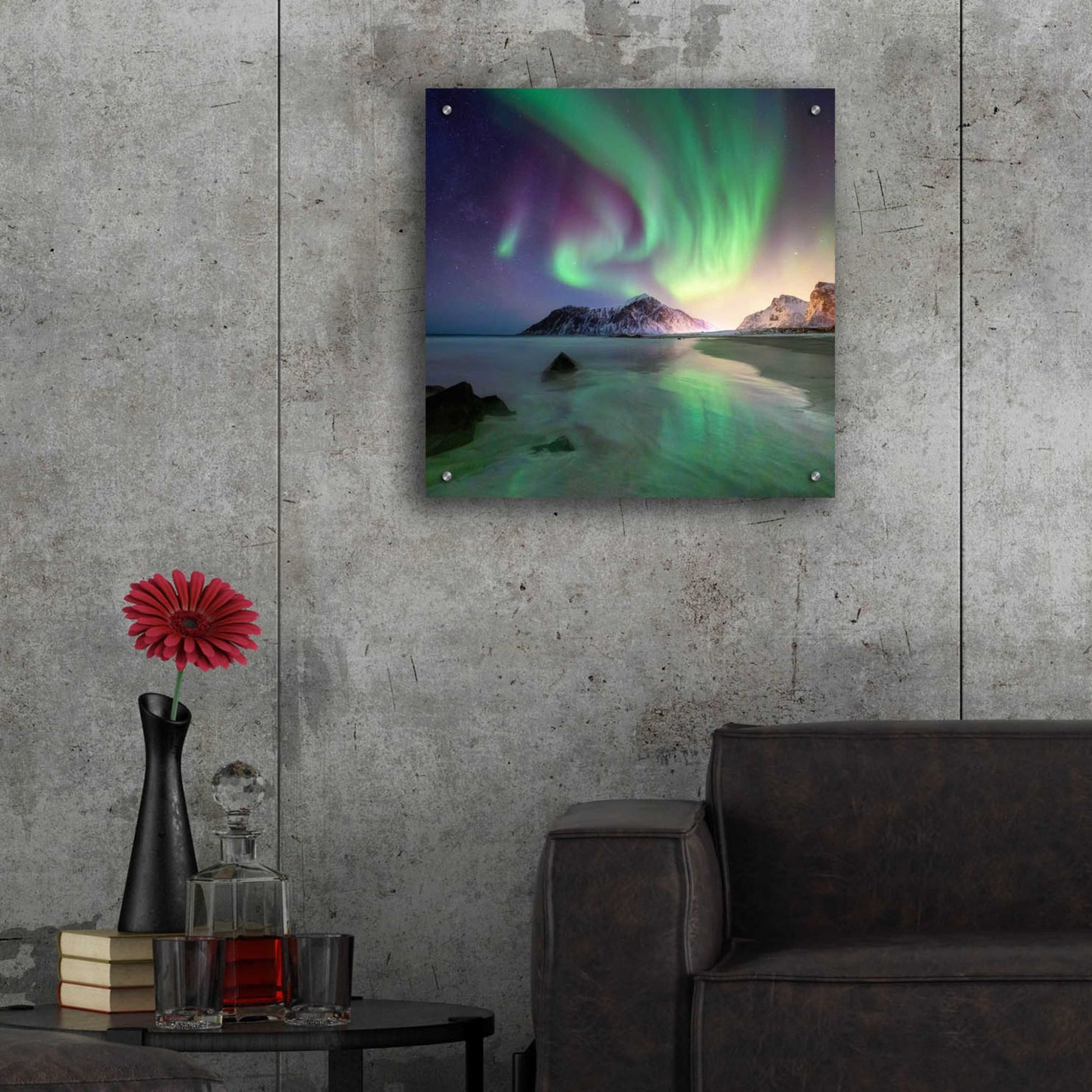 Epic Art 'Northern Lights In The Lofoten Islands Norway 5' by Epic Portfolio, Acrylic Glass Wall Art,24x24