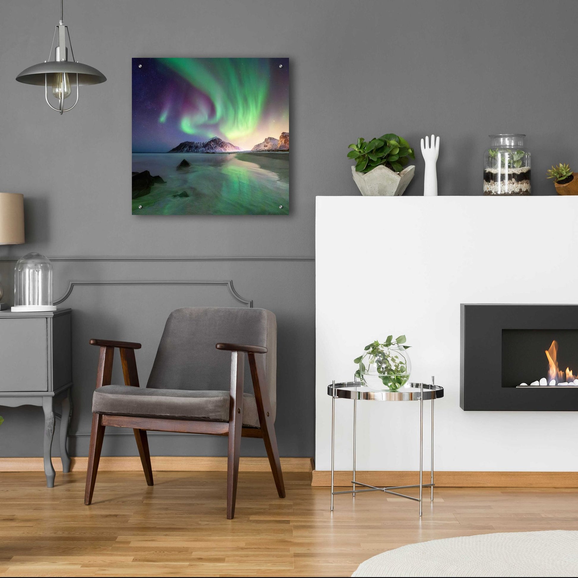 Epic Art 'Northern Lights In The Lofoten Islands Norway 5' by Epic Portfolio, Acrylic Glass Wall Art,24x24