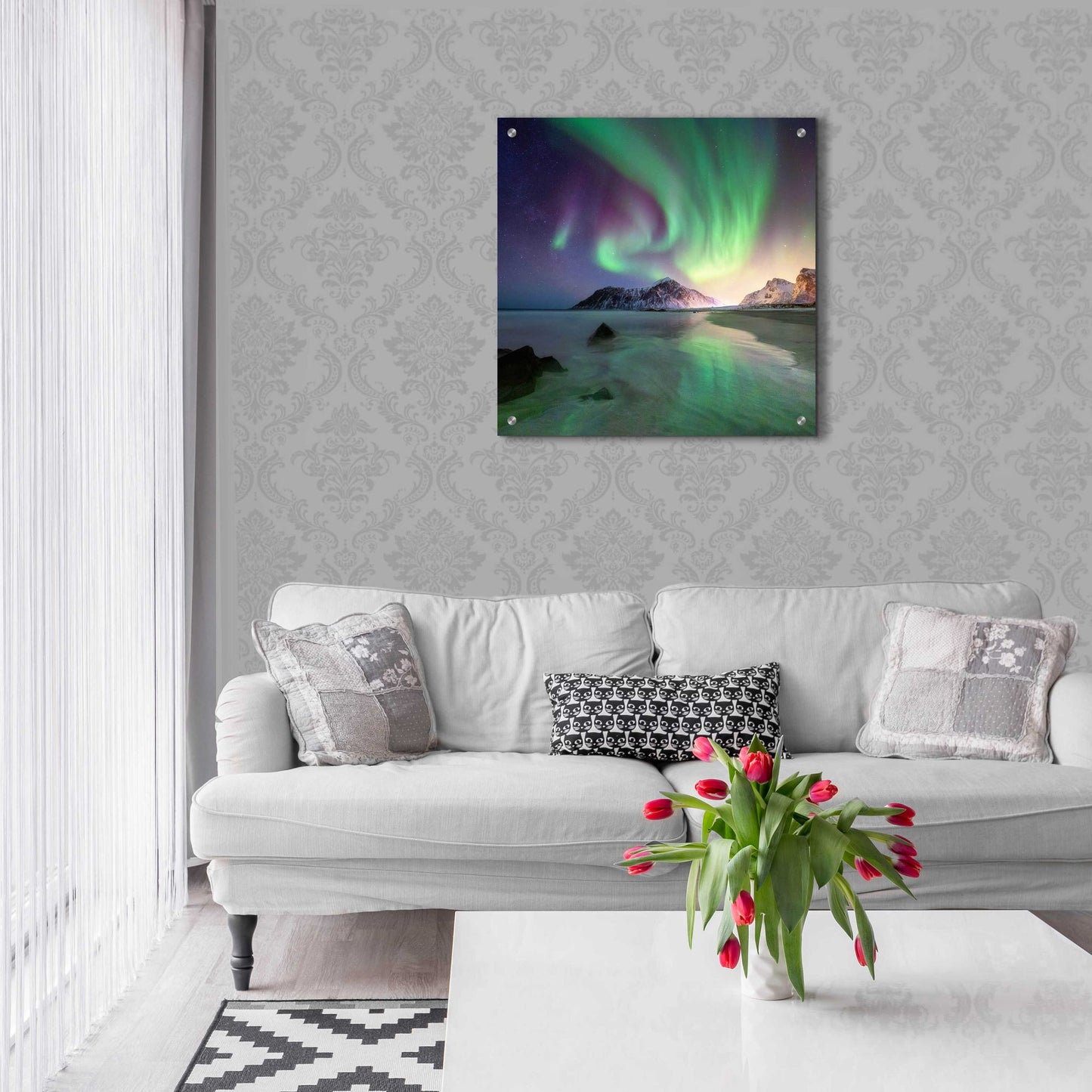 Epic Art 'Northern Lights In The Lofoten Islands Norway 5' by Epic Portfolio, Acrylic Glass Wall Art,24x24