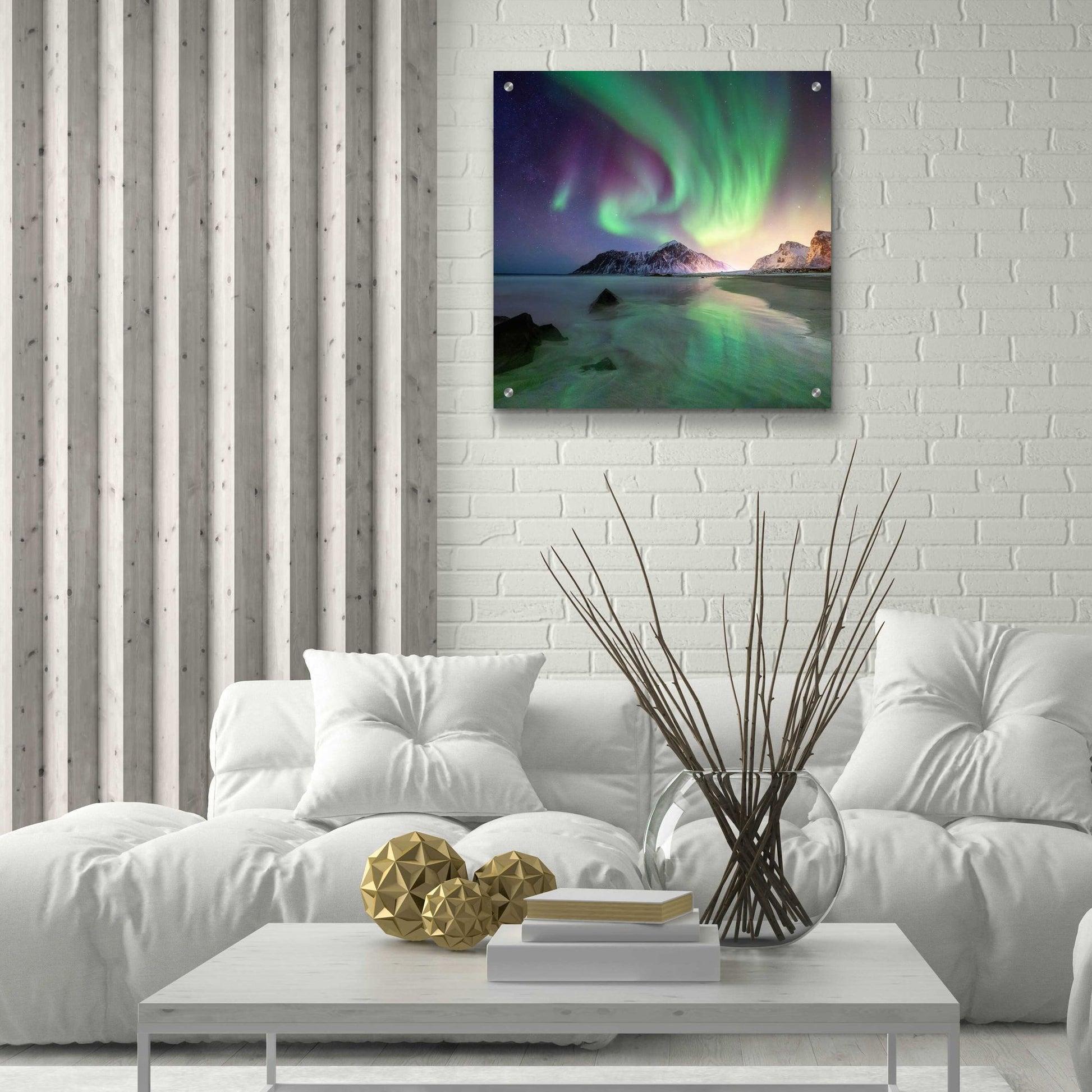 Epic Art 'Northern Lights In The Lofoten Islands Norway 5' by Epic Portfolio, Acrylic Glass Wall Art,24x24