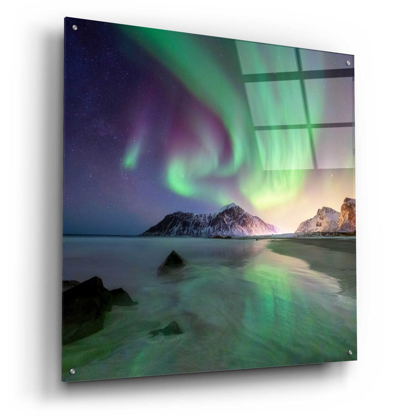 Epic Art 'Northern Lights In The Lofoten Islands Norway 5' by Epic Portfolio, Acrylic Glass Wall Art,36x36