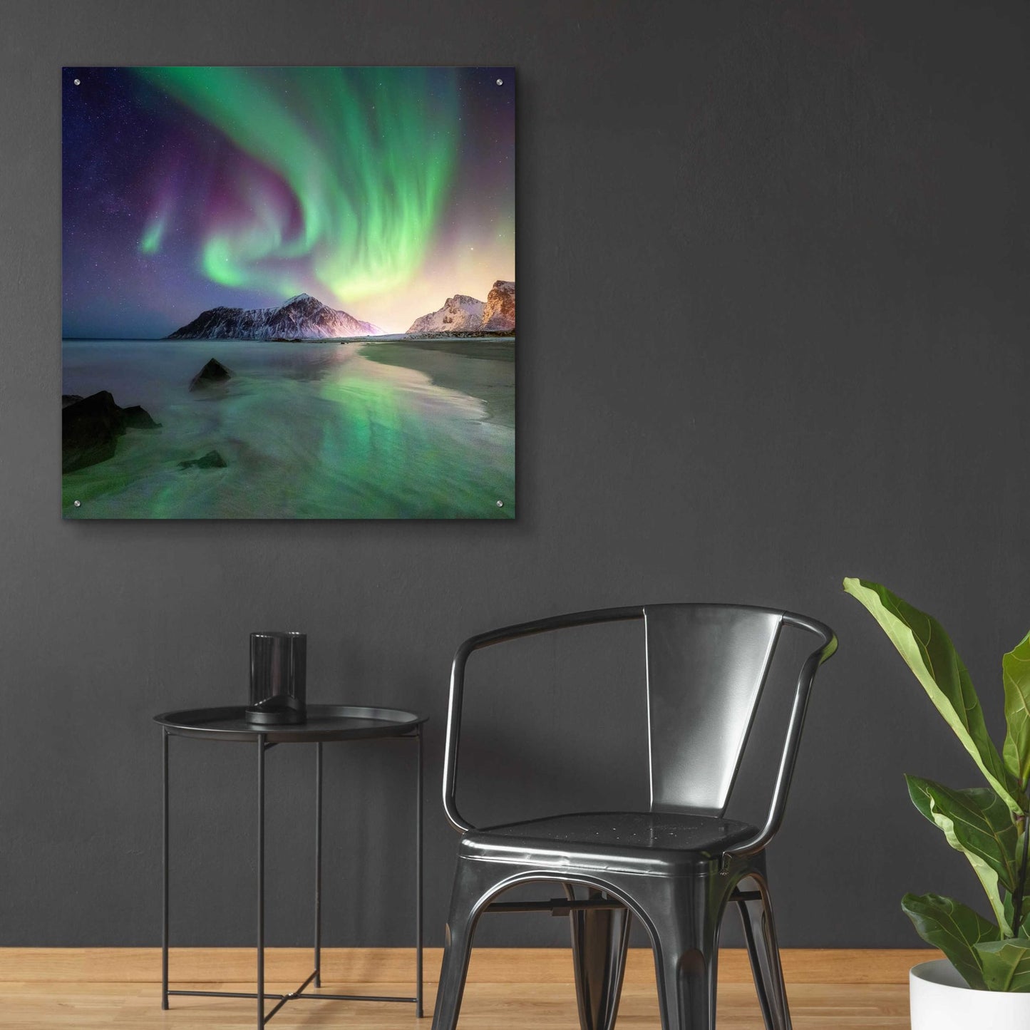 Epic Art 'Northern Lights In The Lofoten Islands Norway 5' by Epic Portfolio, Acrylic Glass Wall Art,36x36