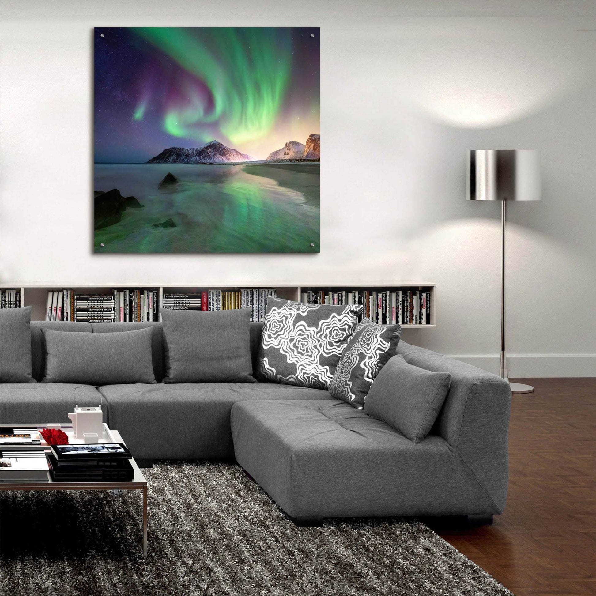 Epic Art 'Northern Lights In The Lofoten Islands Norway 5' by Epic Portfolio, Acrylic Glass Wall Art,36x36