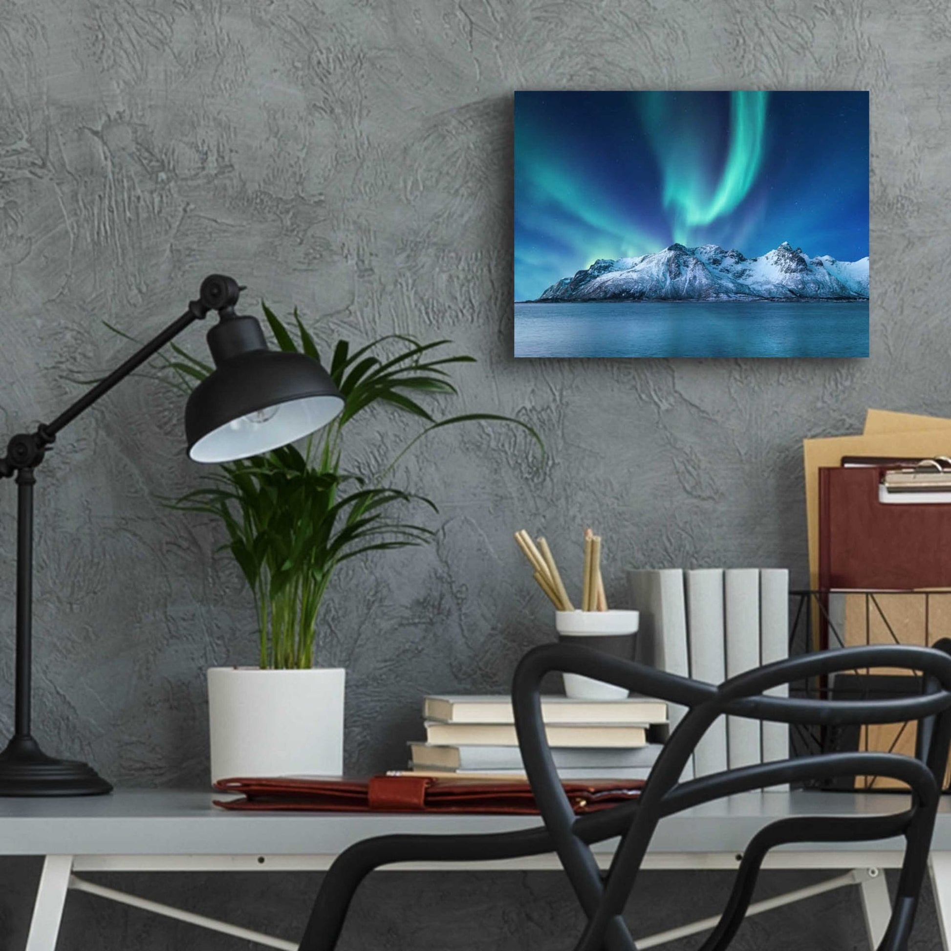 Epic Art 'Northern Lights In The Lofoten Islands Norway 6' by Epic Portfolio, Acrylic Glass Wall Art,16x12