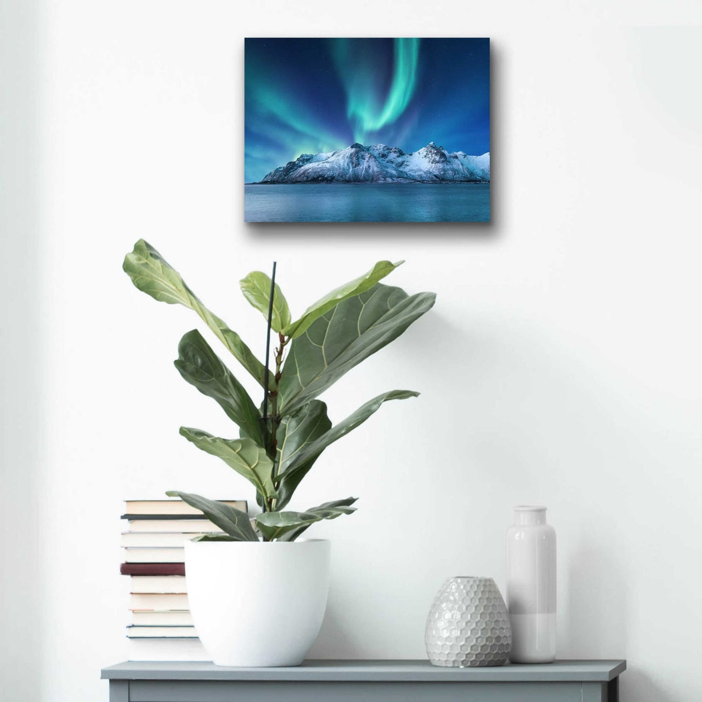 Epic Art 'Northern Lights In The Lofoten Islands Norway 6' by Epic Portfolio, Acrylic Glass Wall Art,16x12