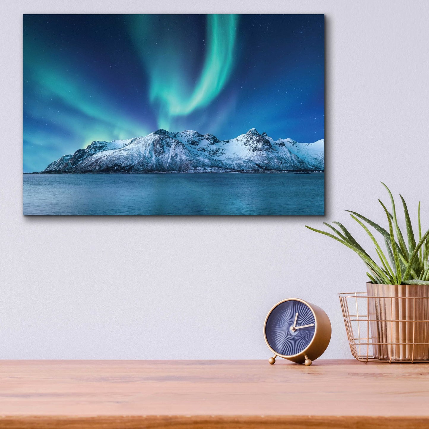 Epic Art 'Northern Lights In The Lofoten Islands Norway 6' by Epic Portfolio, Acrylic Glass Wall Art,16x12