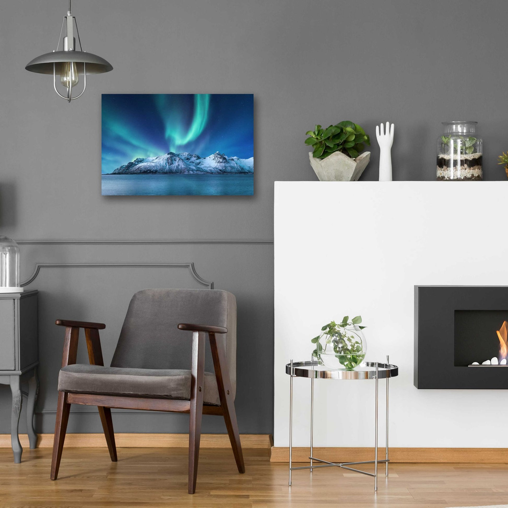 Epic Art 'Northern Lights In The Lofoten Islands Norway 6' by Epic Portfolio, Acrylic Glass Wall Art,24x16