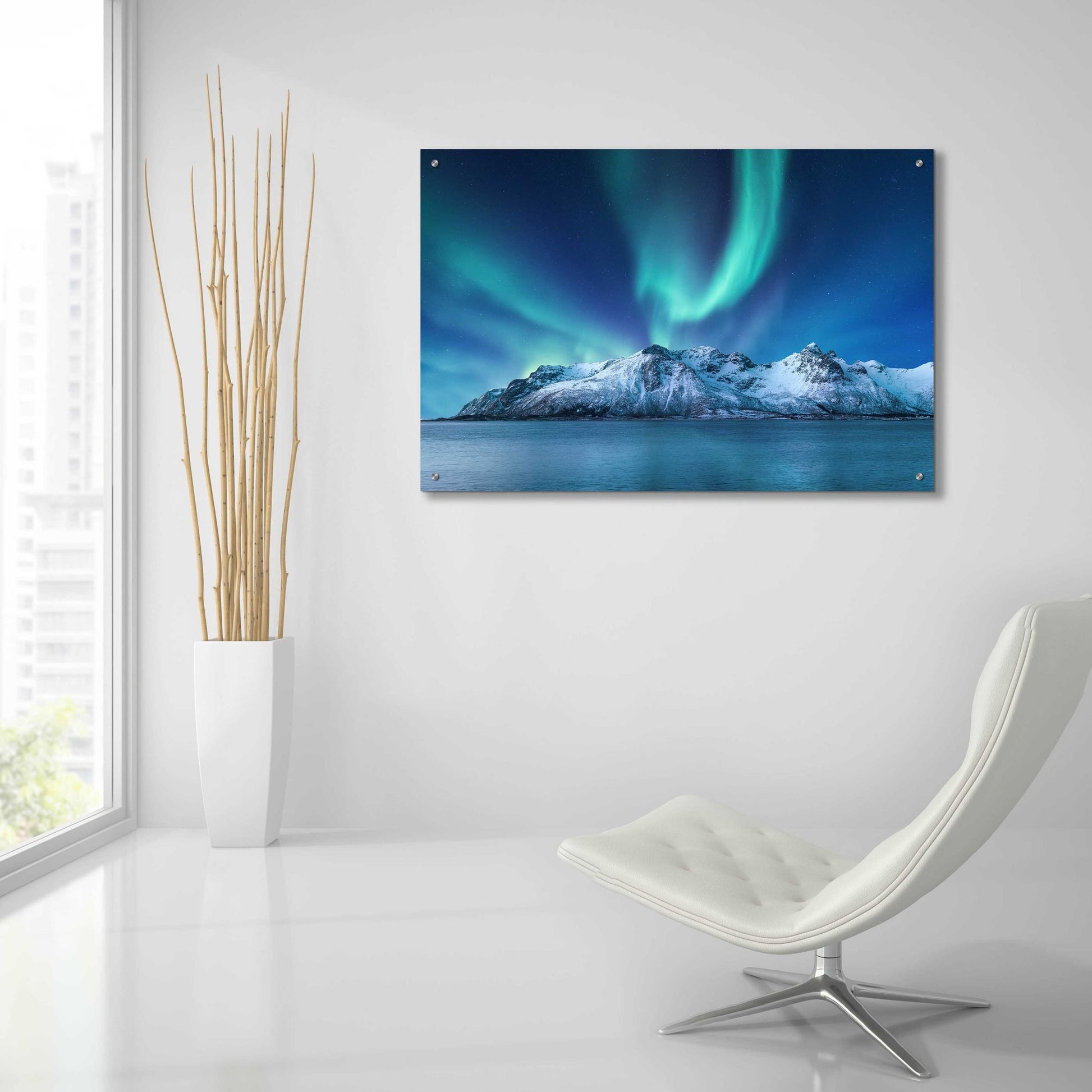 Epic Art 'Northern Lights In The Lofoten Islands Norway 6' by Epic Portfolio, Acrylic Glass Wall Art,36x24