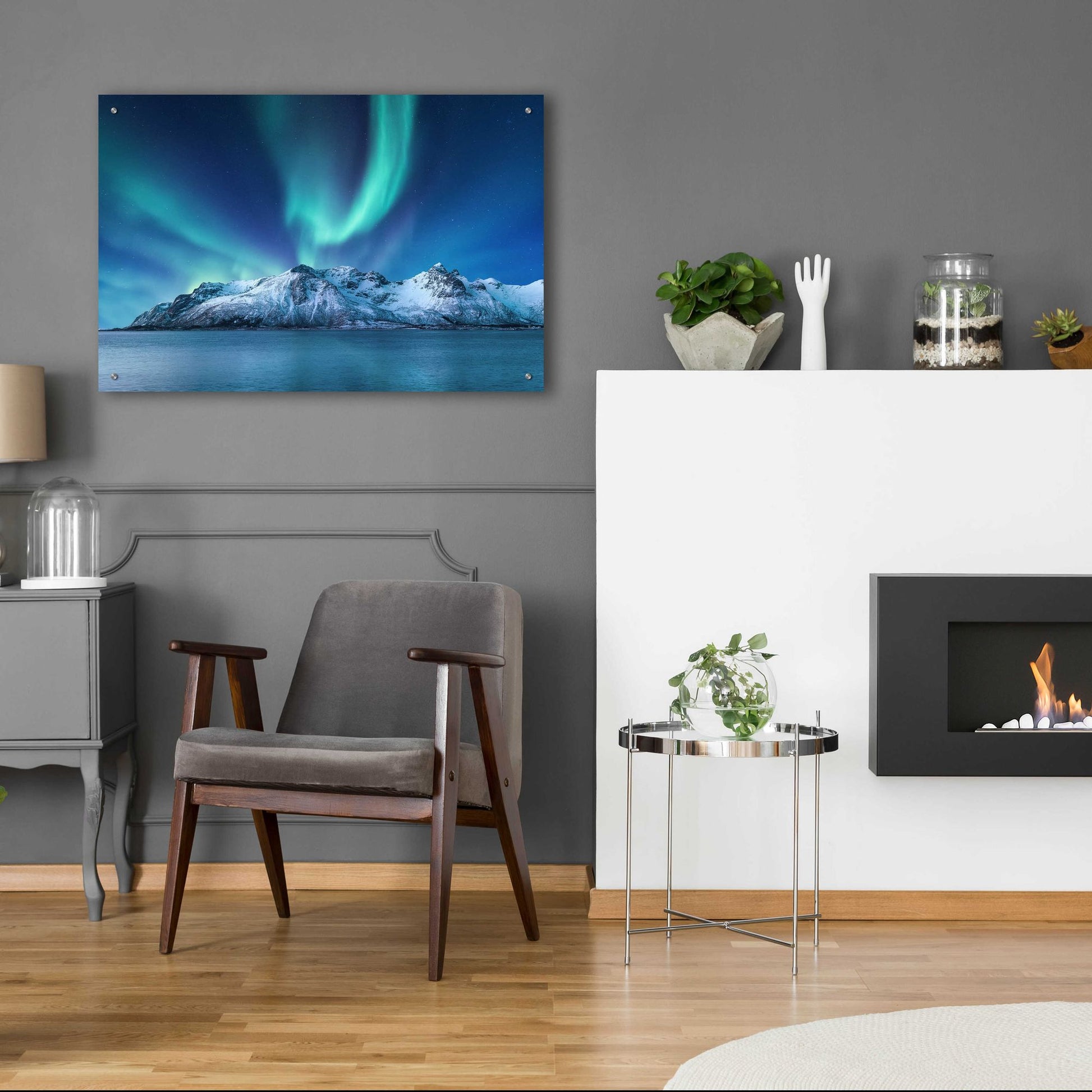 Epic Art 'Northern Lights In The Lofoten Islands Norway 6' by Epic Portfolio, Acrylic Glass Wall Art,36x24