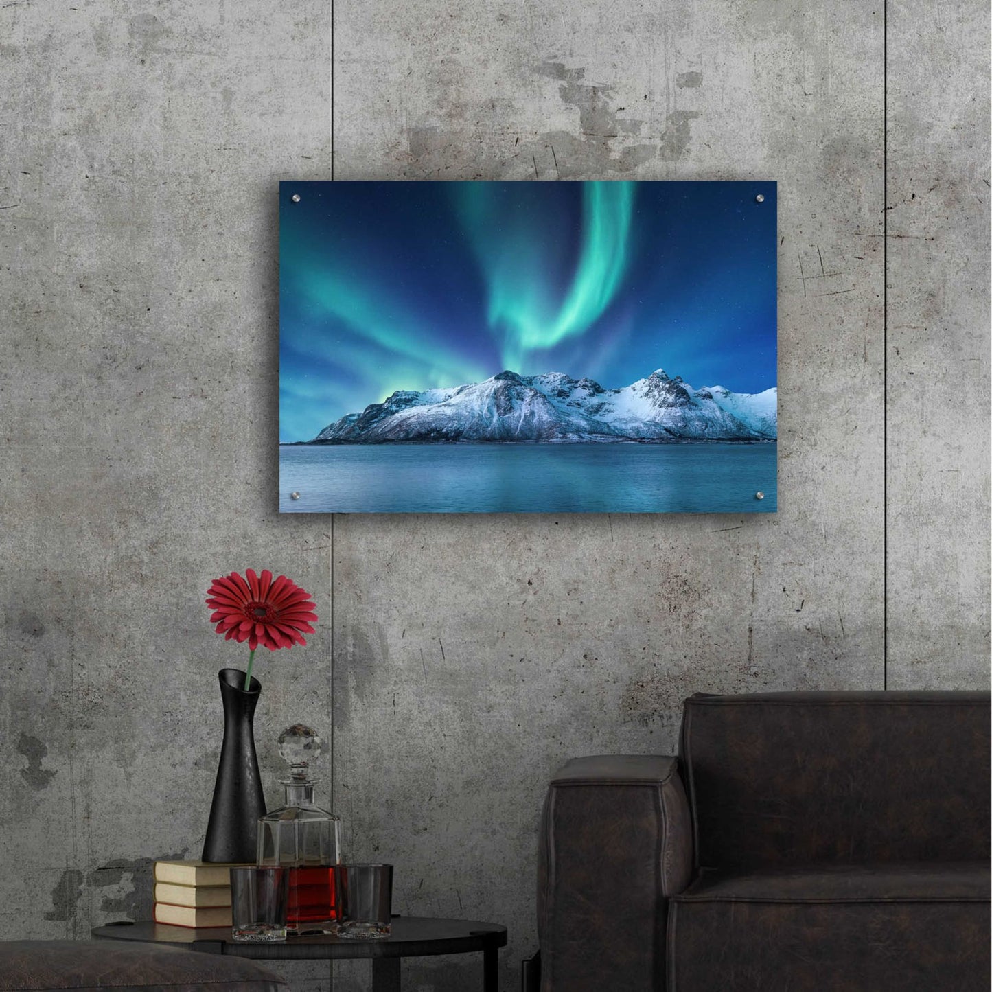 Epic Art 'Northern Lights In The Lofoten Islands Norway 6' by Epic Portfolio, Acrylic Glass Wall Art,36x24