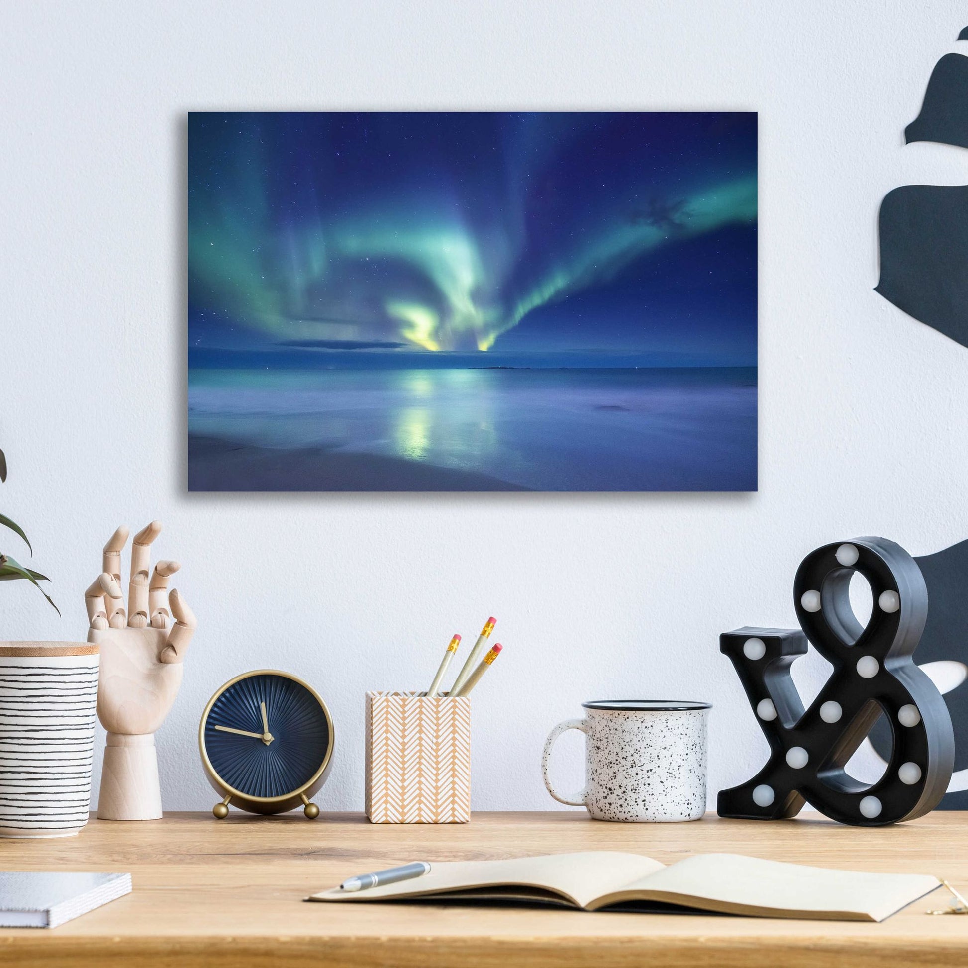 Epic Art 'Northern Lights In The Lofoten Islands Norway 7' by Epic Portfolio, Acrylic Glass Wall Art,16x12