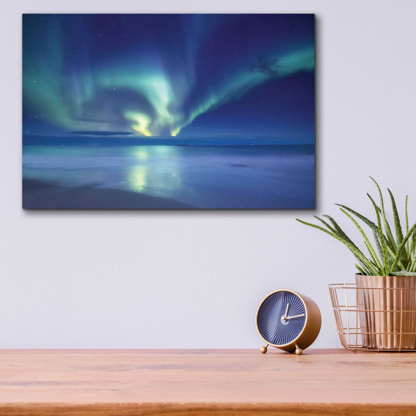 Epic Art 'Northern Lights In The Lofoten Islands Norway 7' by Epic Portfolio, Acrylic Glass Wall Art,16x12